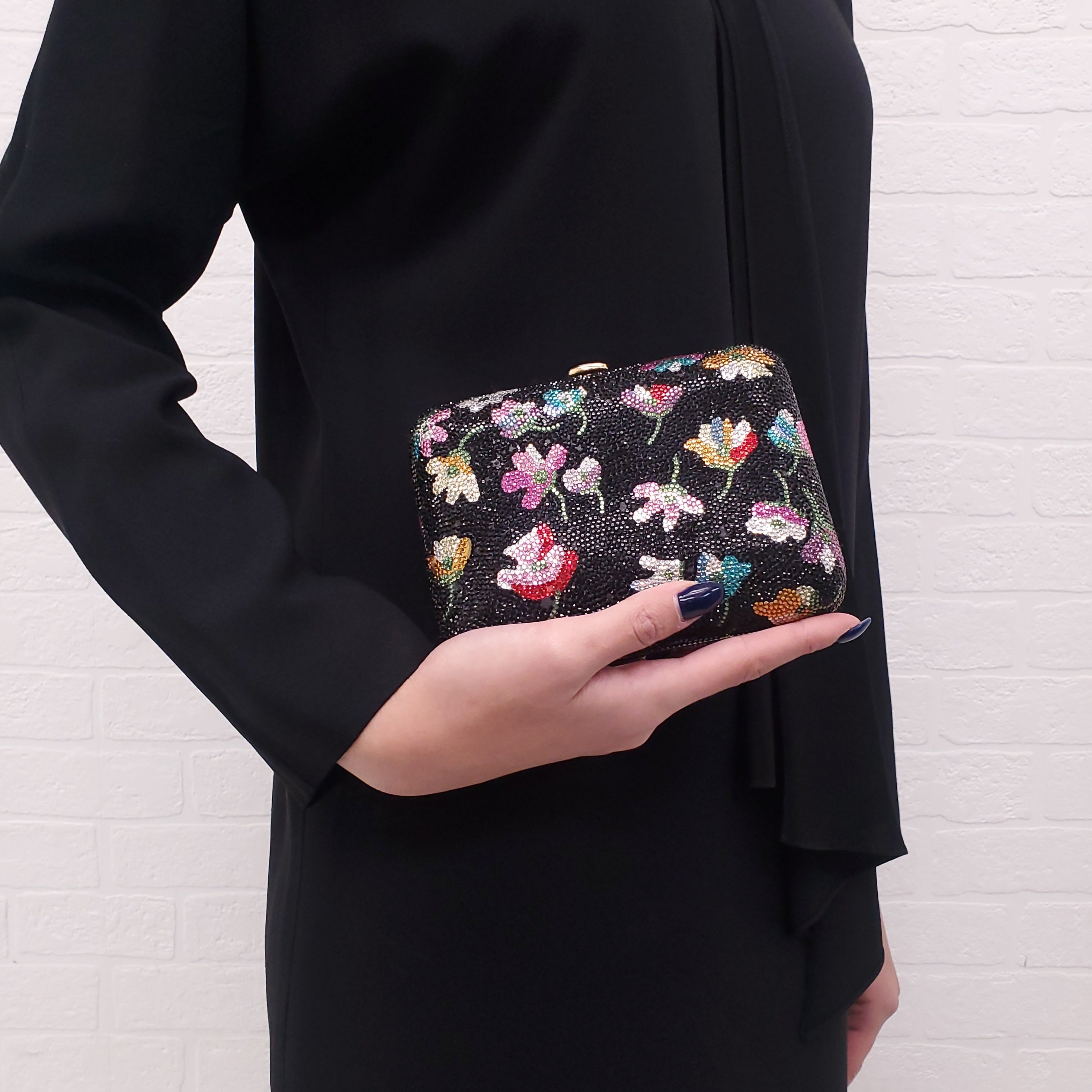 JUDITH LIEBER CRYSTAL FLORAL BAG