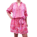 JULIET DUNN PINK PATTERNED MIRROR-EMBELLISHED DRESS - SIZE 3 (M/L)
