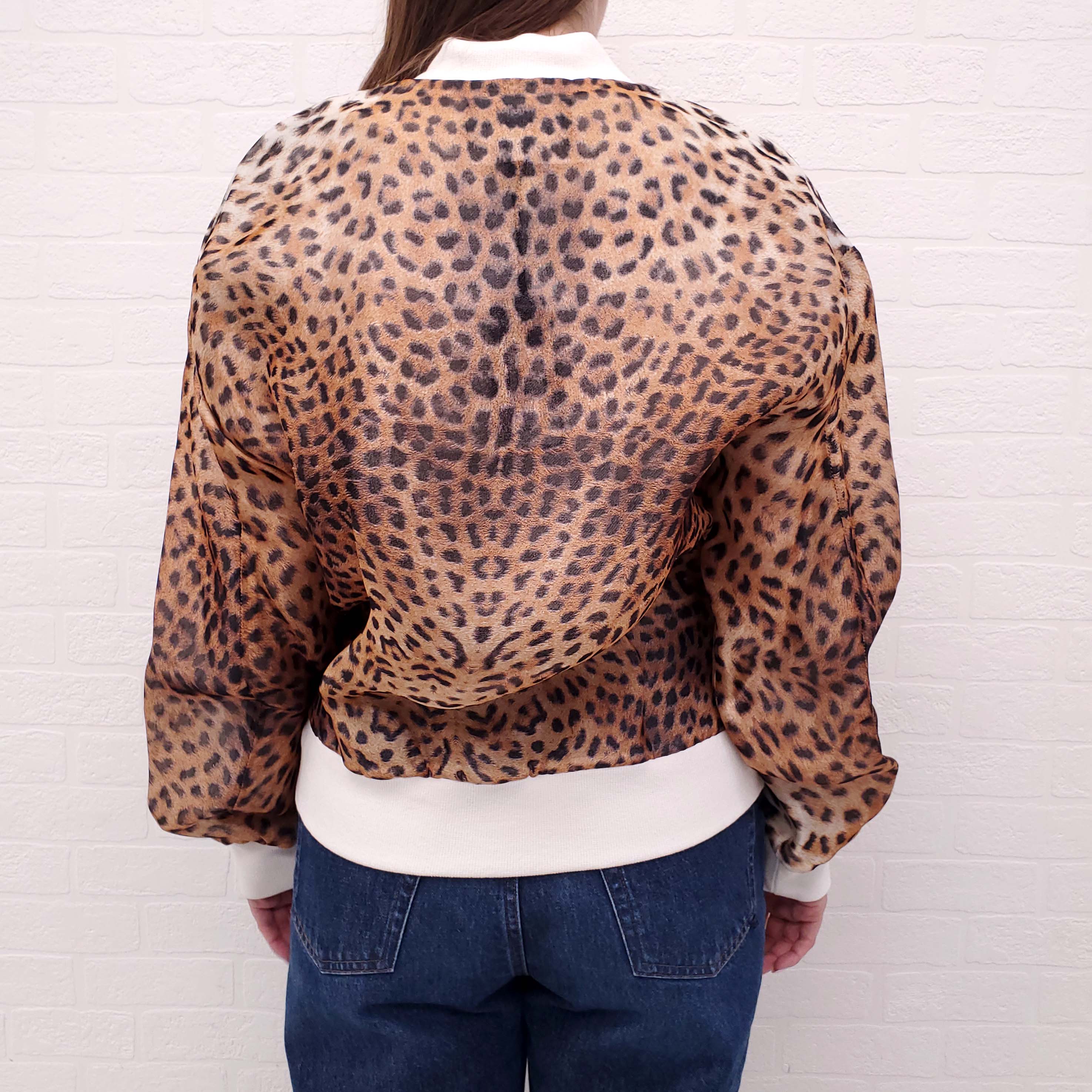 JUST CAVALLI LEOPARD SILK BOMBER JACKET - SIZE 38
