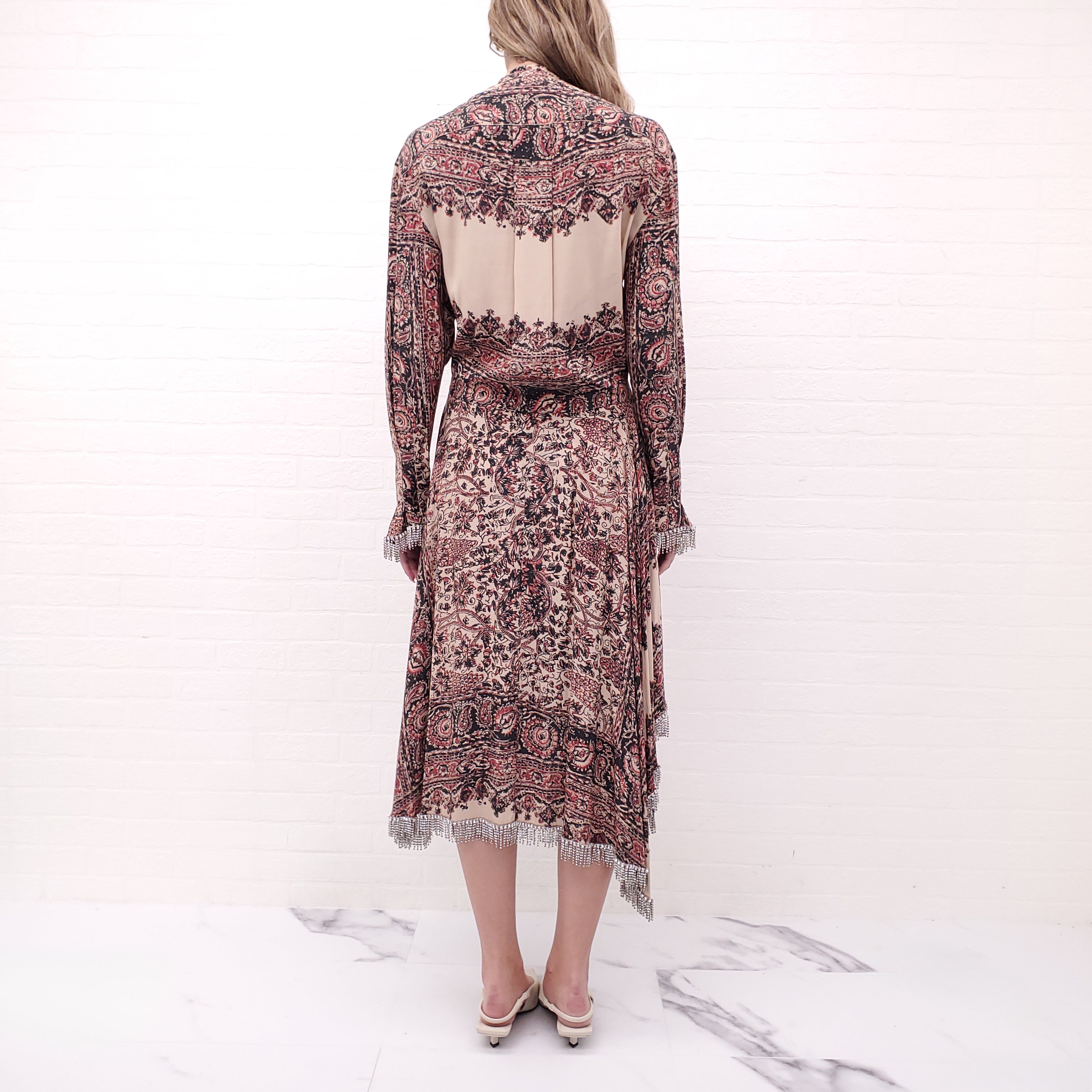 JW ANDERSON PAISLEY DRESS WITH CRYSTAL DETAIL - SIZE 2
