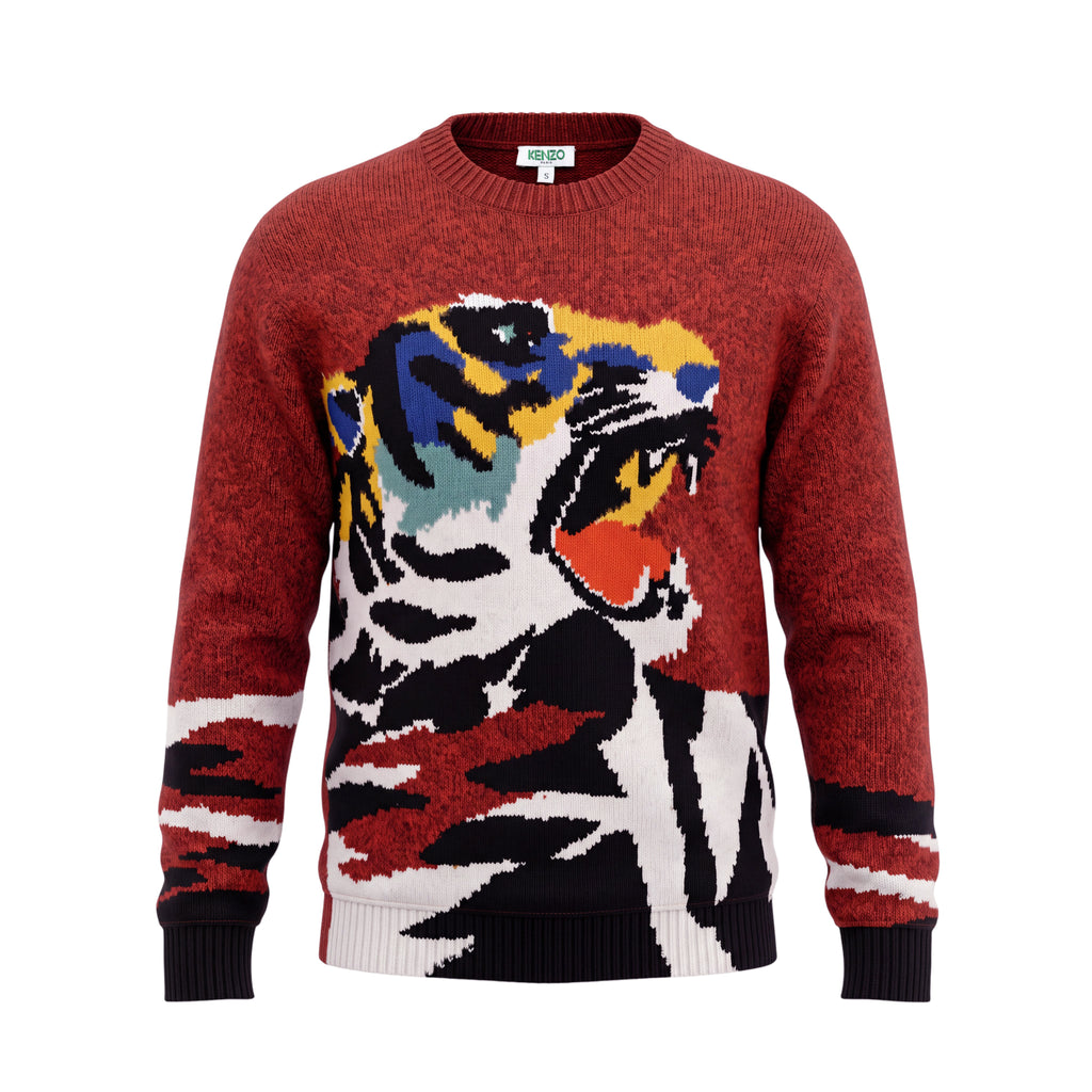KENZO RED KNIT TIGER SWEATER - SIZE S