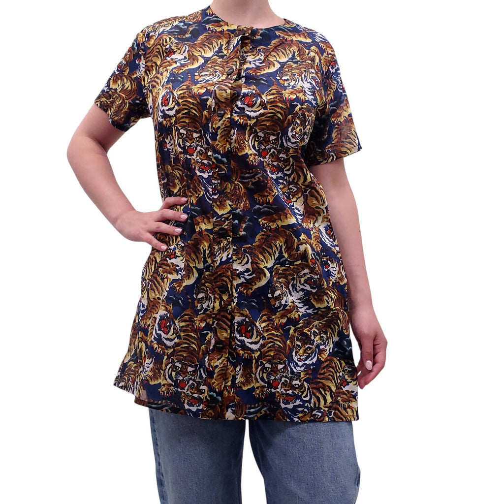 KENZO TIGER PATTERNED TUNIC TOP - SIZE M