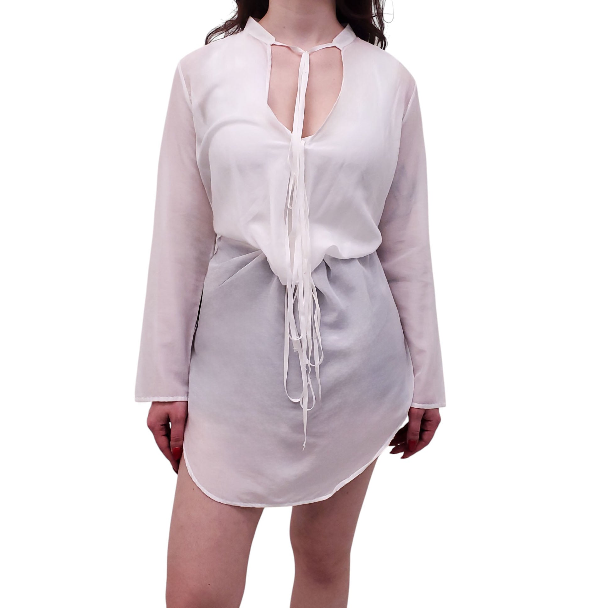KIMBERLY OVITZ OVERSIZED WHITE COVER-UP BLOUSE - SIZE 4