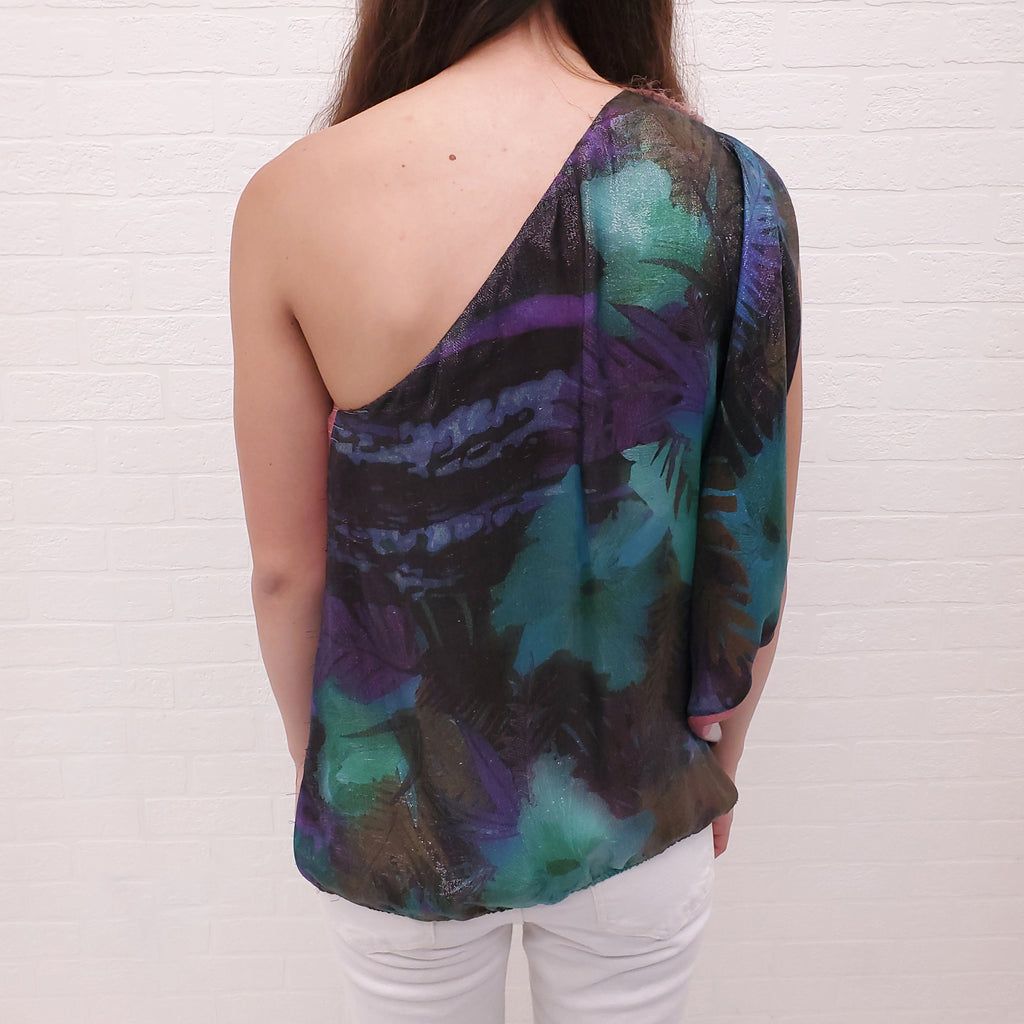 LANVIN SHIMMER PALM TREE BLOUSE - SIZE 38