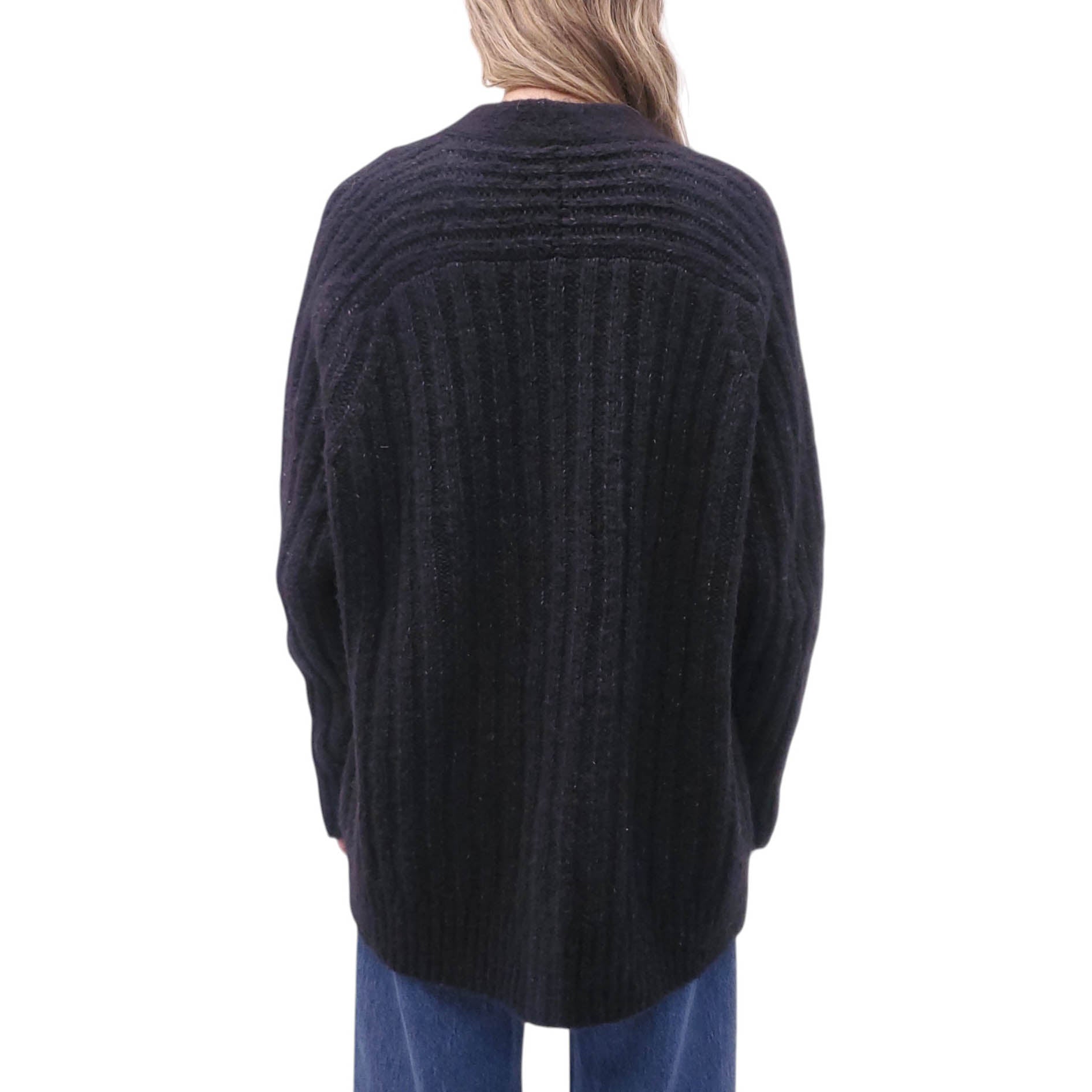 LAUREN MANOOGIAN BLACK OVERSIZED APLACA AND WOOL OVERSIZED CARDIGAN - SIZE 1/S