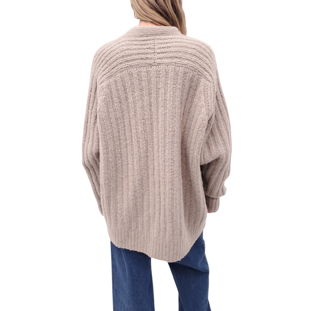 LAUREN MANOOGIAN TAUPE OVERSIZED APLACA AND WOOL OVERSIZED CARDIGAN - SIZE 1/S