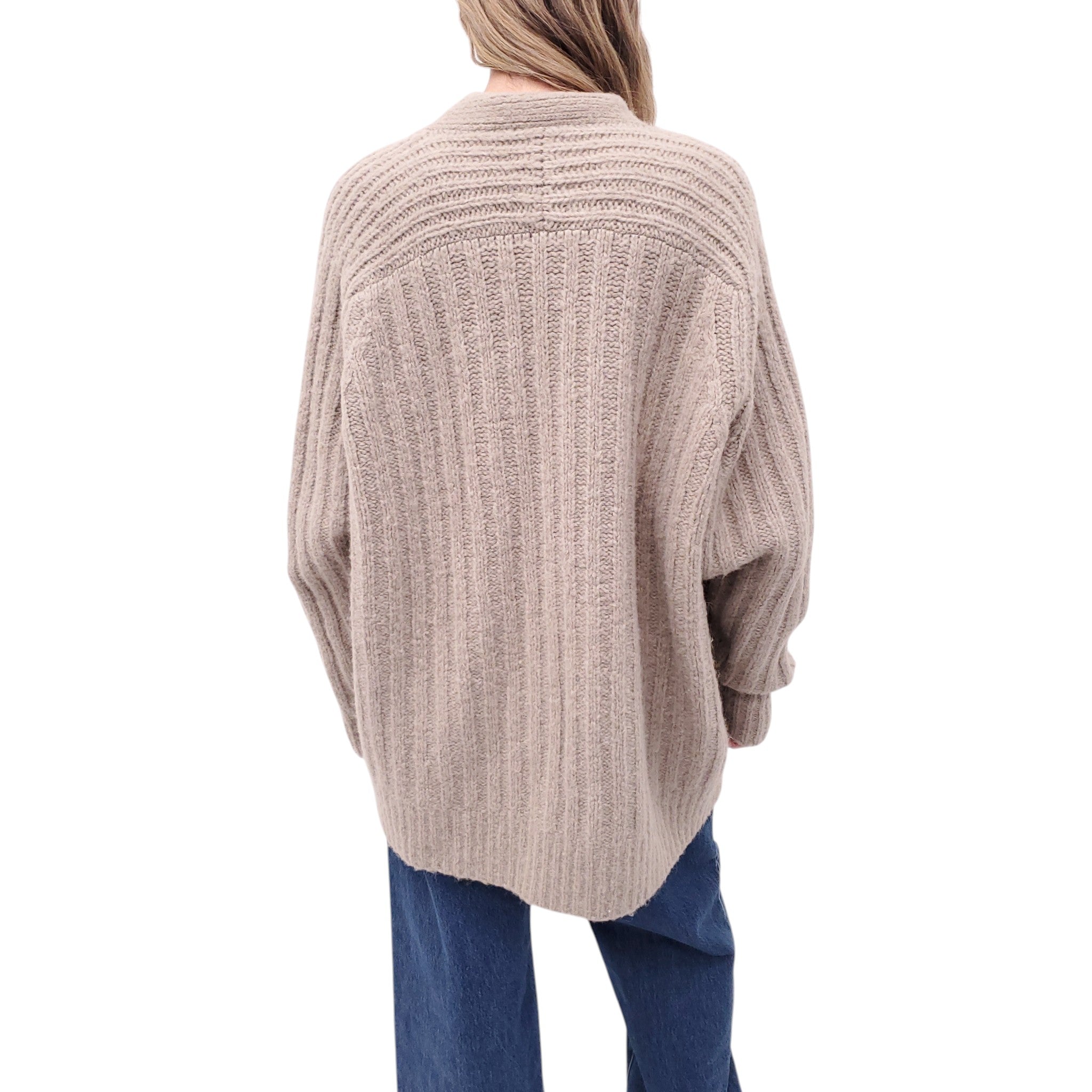 LAUREN MANOOGIAN TAUPE OVERSIZED APLACA AND WOOL OVERSIZED CARDIGAN - SIZE 1/S