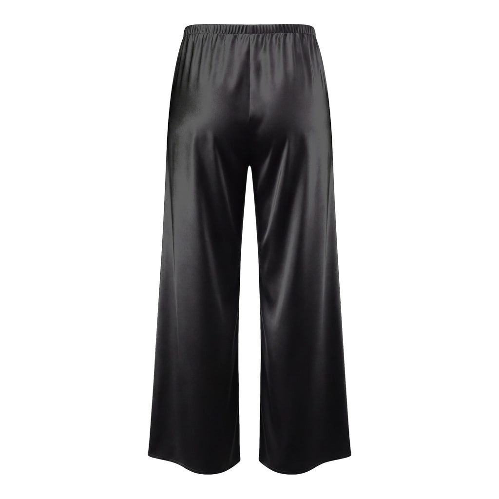 LESET BLACK SATIN ELASTIC WAIST TROUSERS - SIZE S