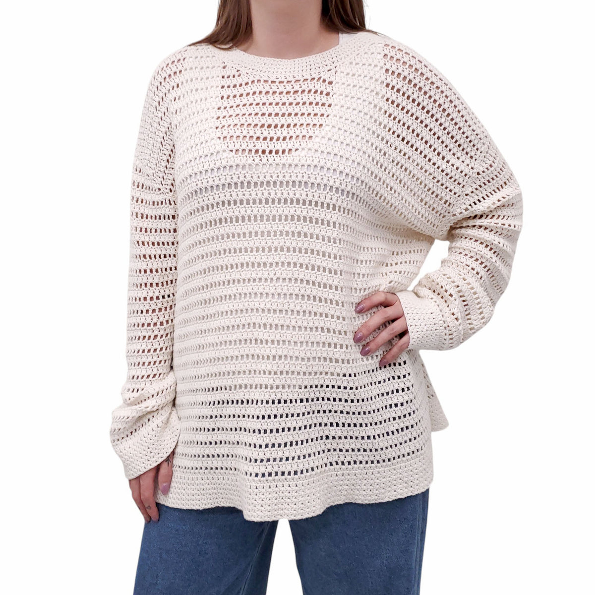 LESET CREAM KNIT SWEATER - SIZE M/L