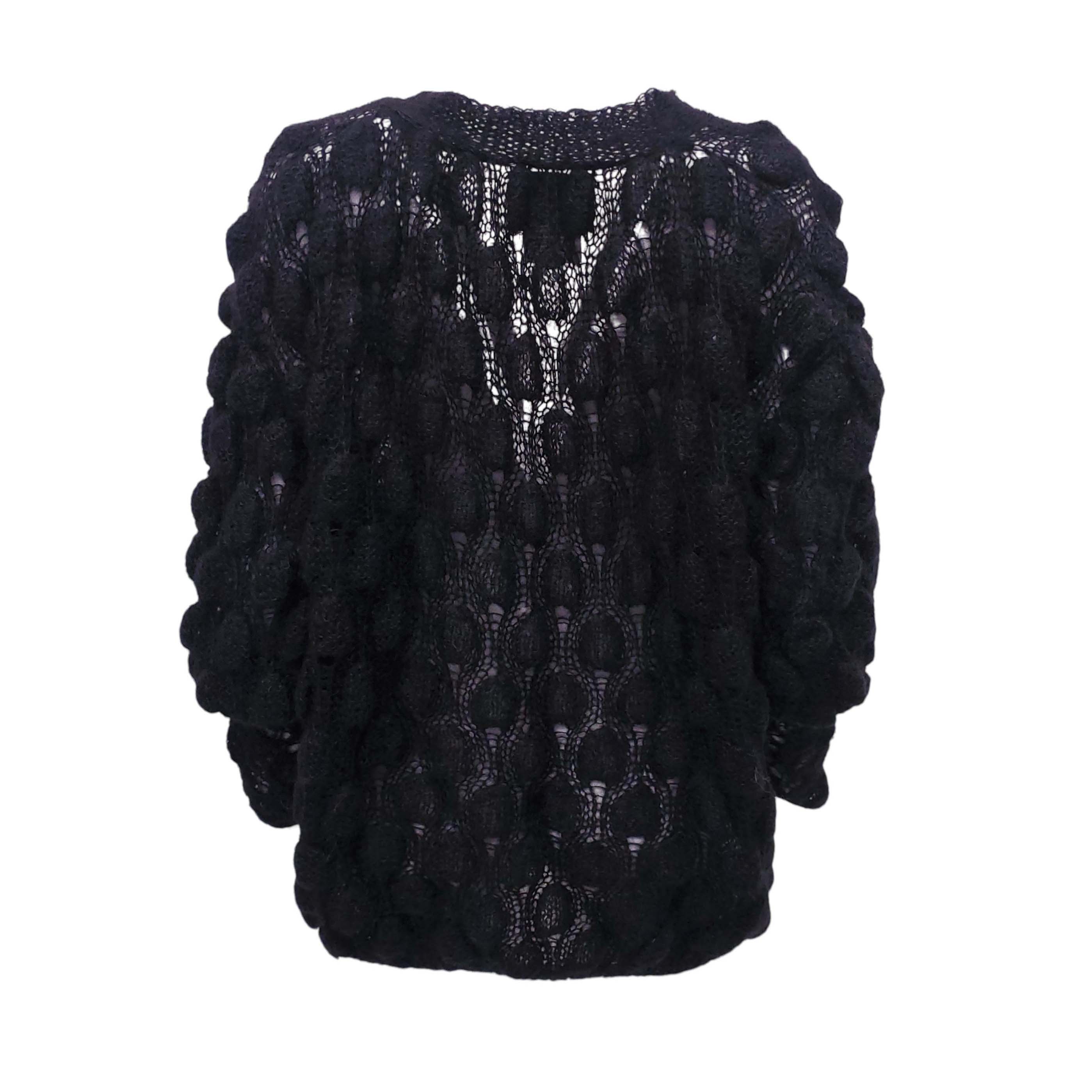 LETANNE BLACK MOHAIR AND SILK SWEATER - SIZE O/S