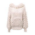 LETANNE CASHMERE HOODED CREAM SWEATER - SIZE O/S