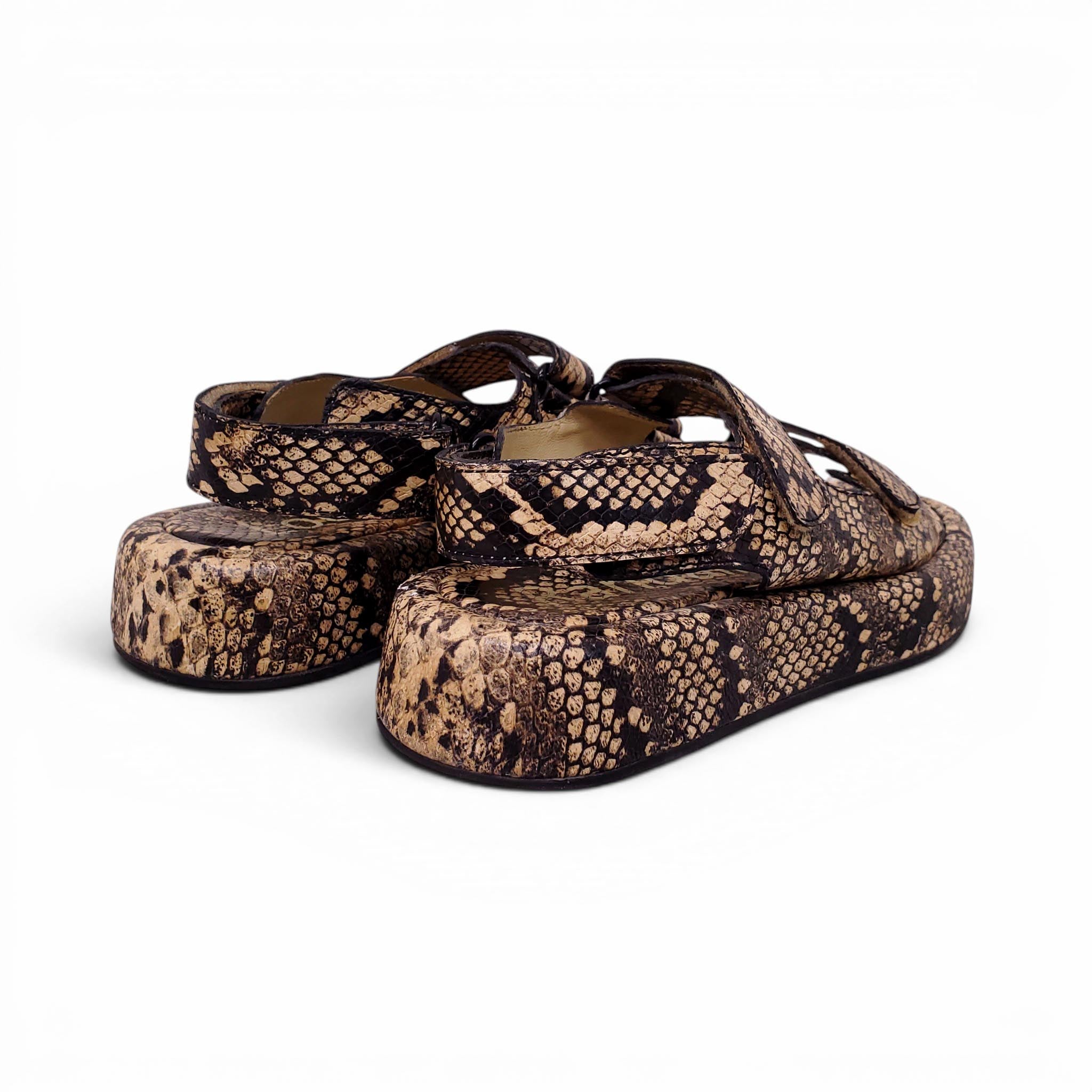 LOEFFLER RANDALL SNAKESKIN SANDALS - SIZE 7