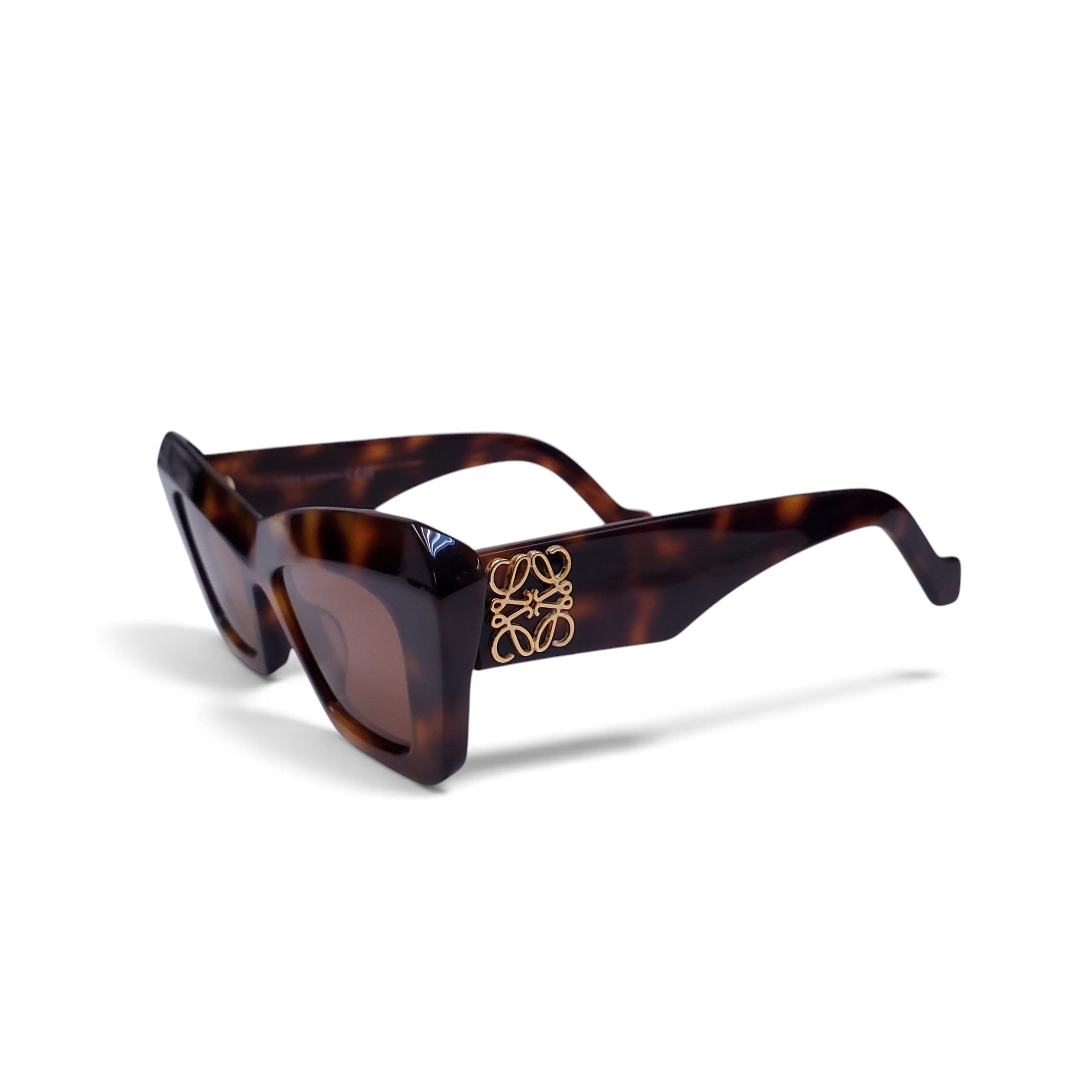 LOEWE BROWN TORTOISE LOGO SUNGLASSES