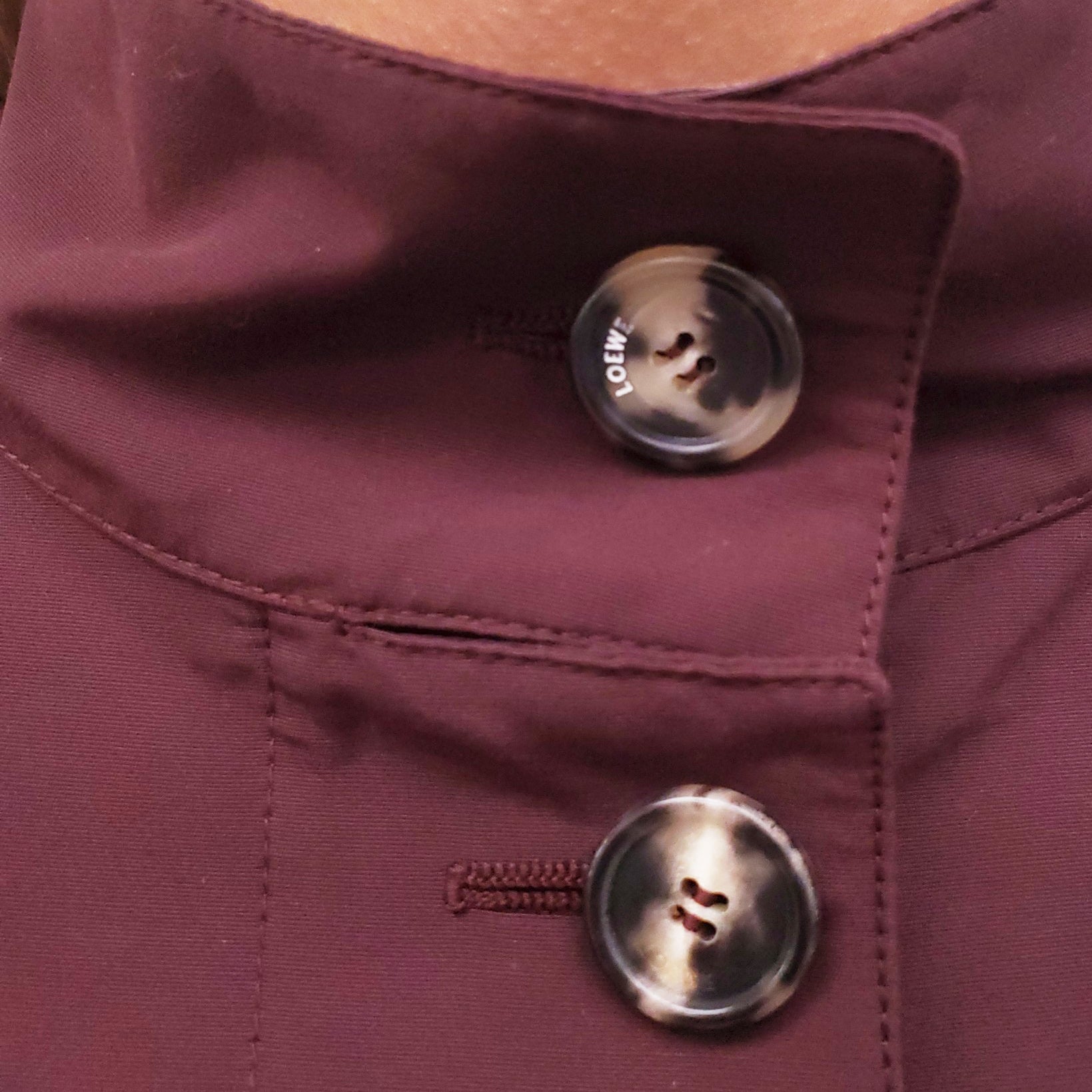 LOEWE BURGUNDY JACKET WITH BELT DETAIL - SIZE 36