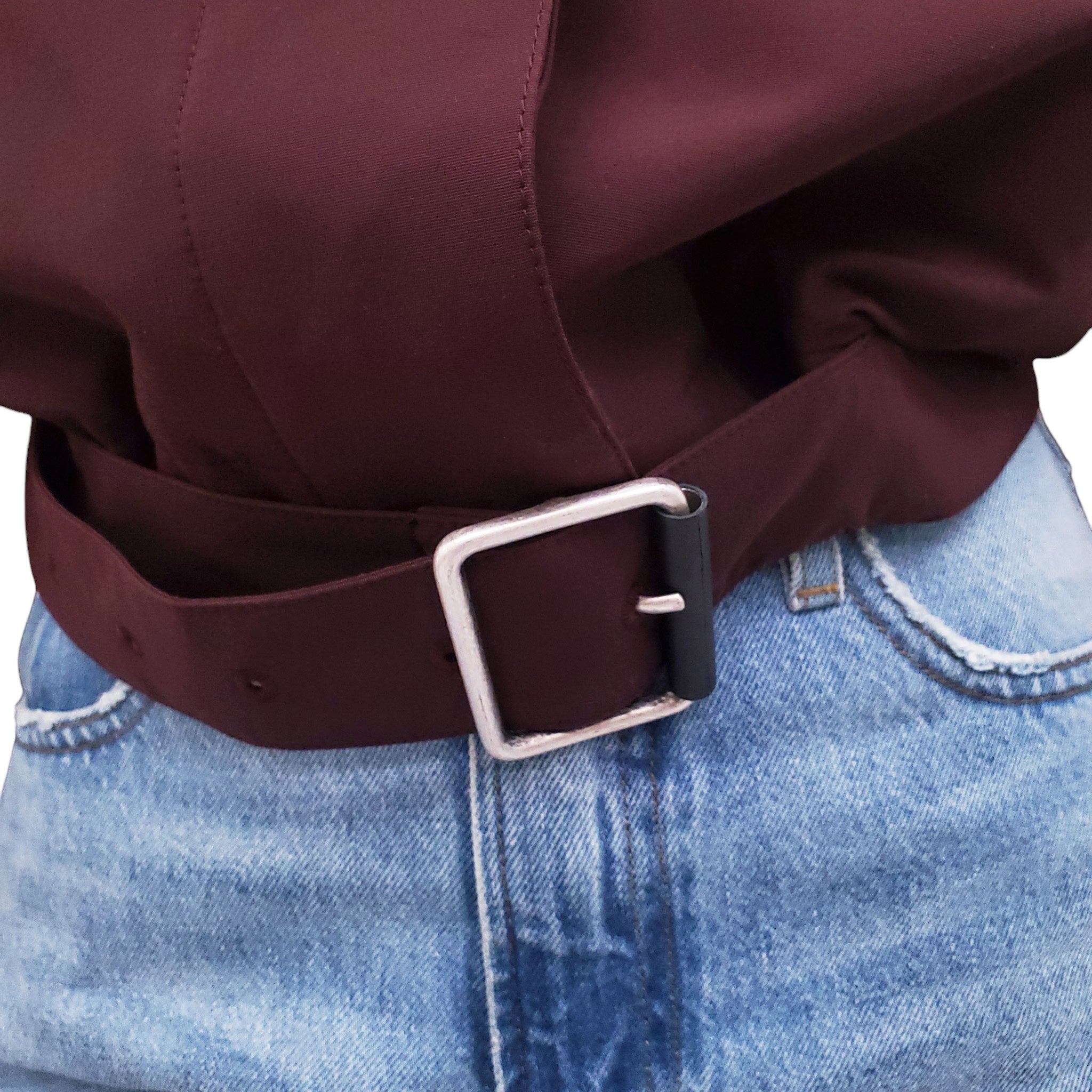 LOEWE BURGUNDY JACKET WITH BELT DETAIL - SIZE 36