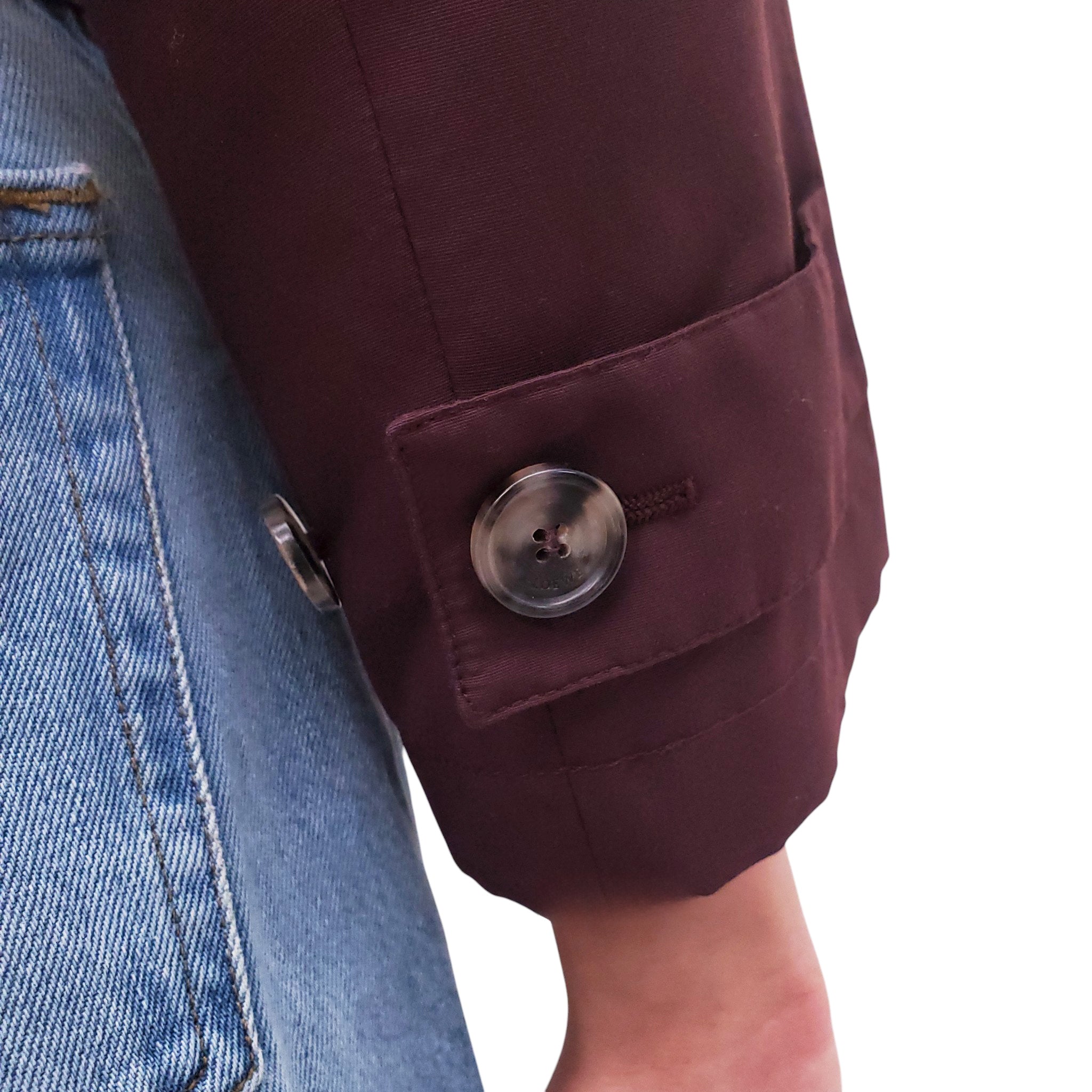 LOEWE BURGUNDY JACKET WITH BELT DETAIL - SIZE 36