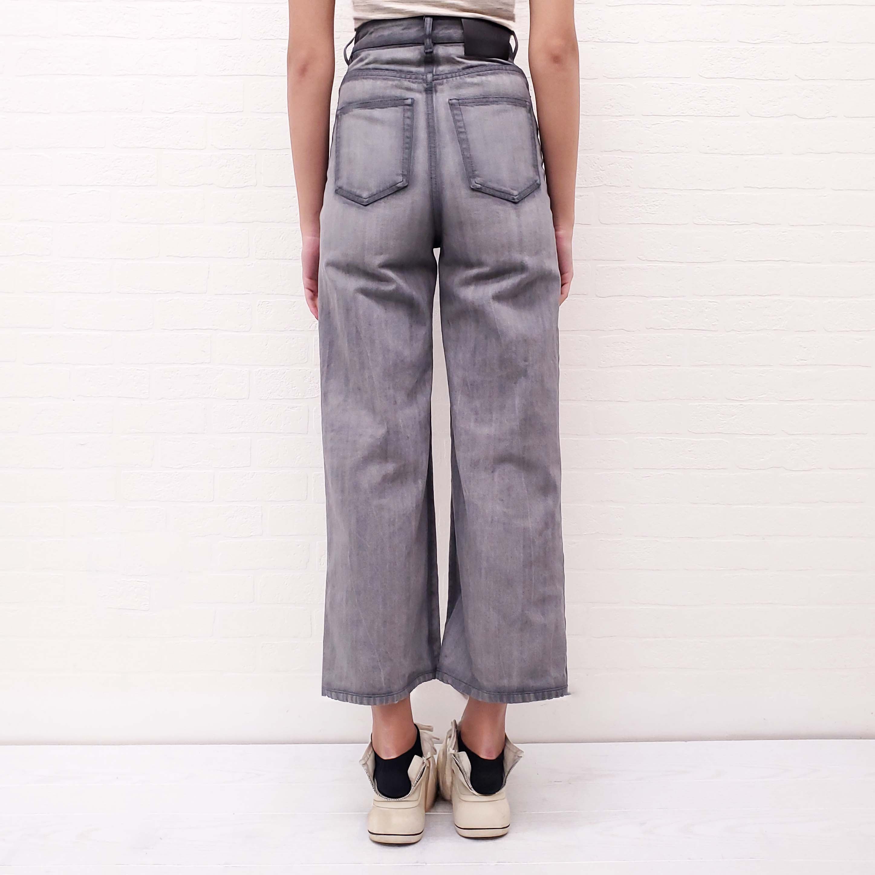 LOEWE GREY FADED WIDE LEG JEANS - SIZE 32/00