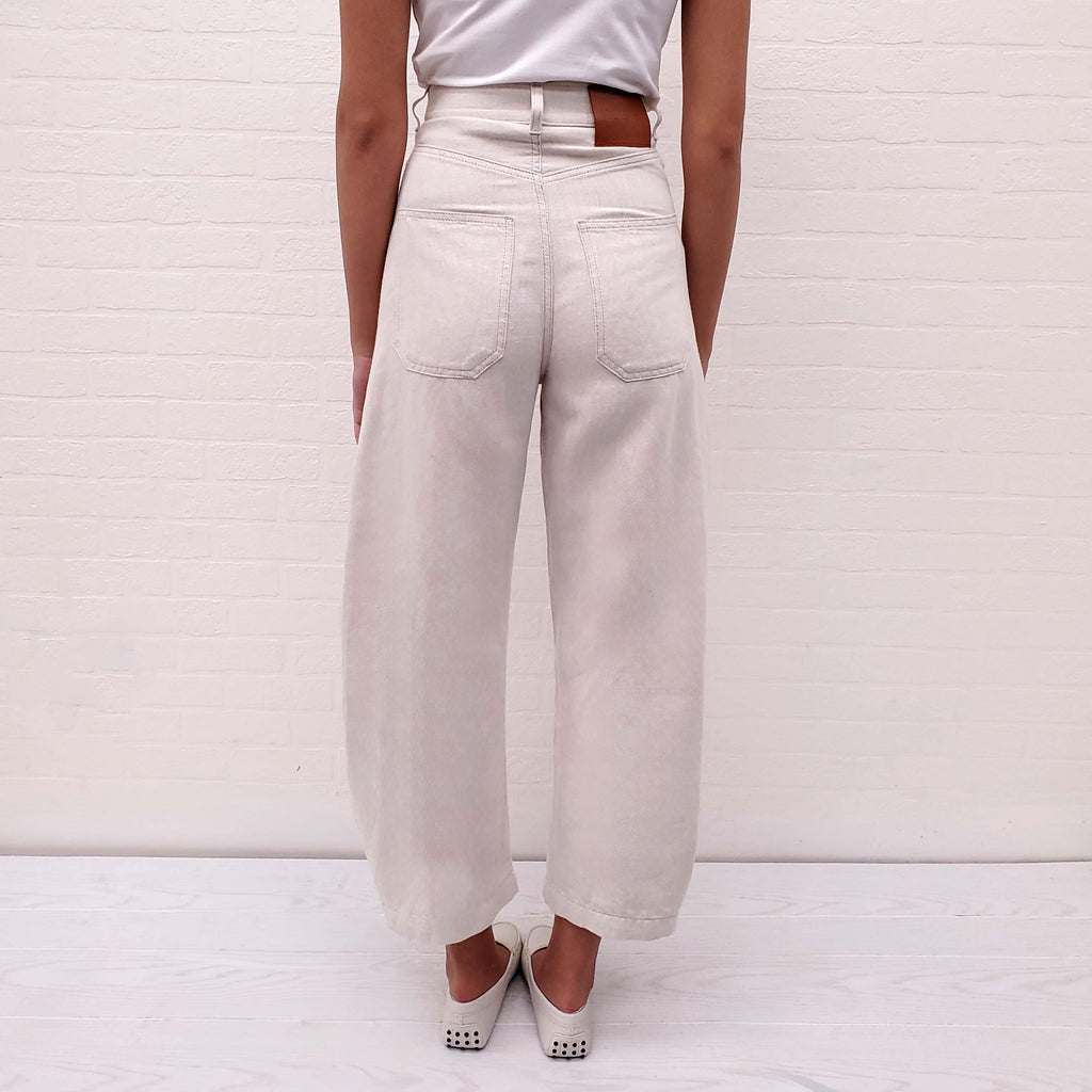 LOEWE LINEN AND COTTON BARREL JEANS - SIZE 32