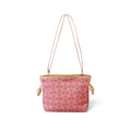 LOEWE MINI FLAMENCO IN RED JACQUARD/WARM DESSERT LEATHER WITH STRAP
