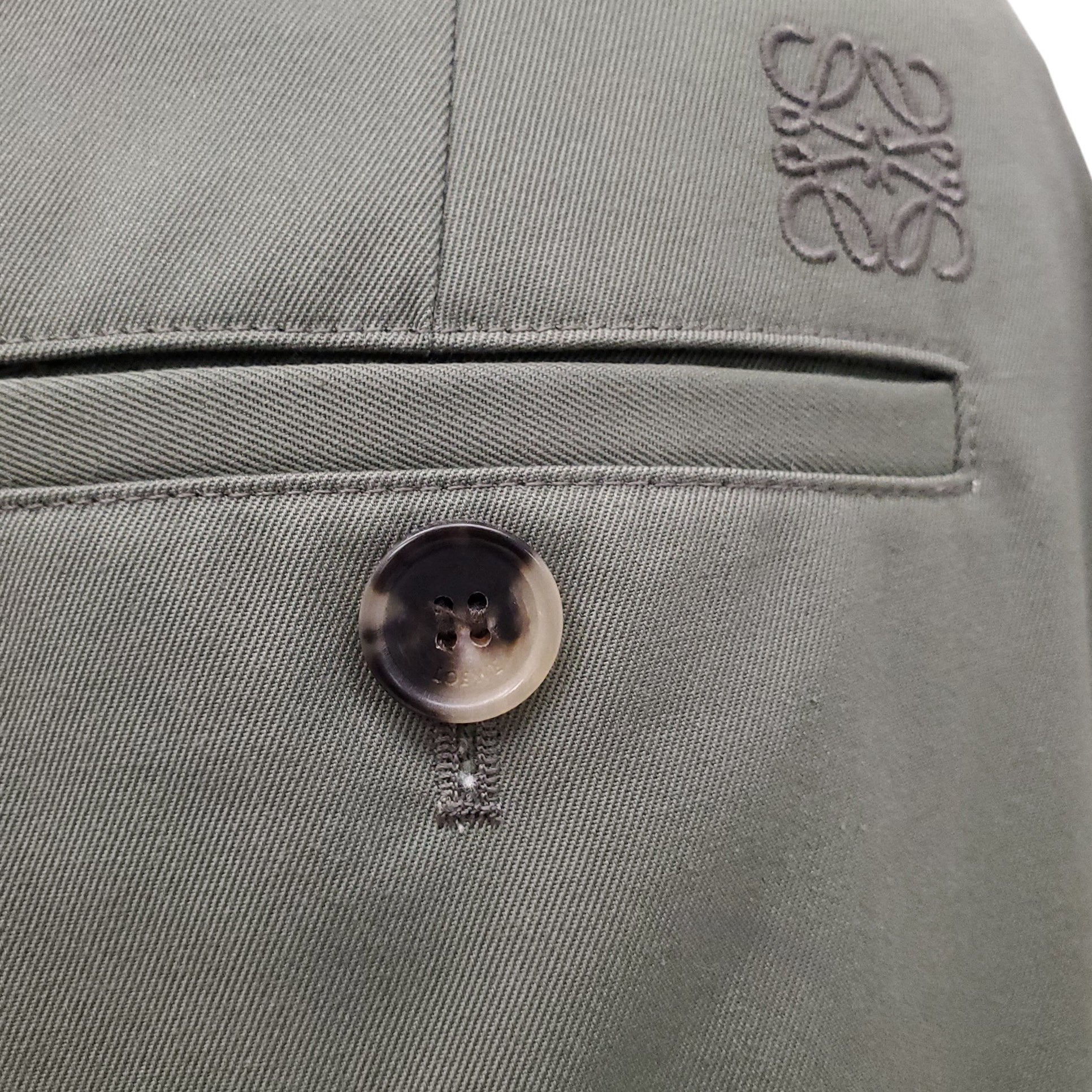 LOEWE SAGE GREEN COTTON TROUSERS WITH LOGO - SIZE 34