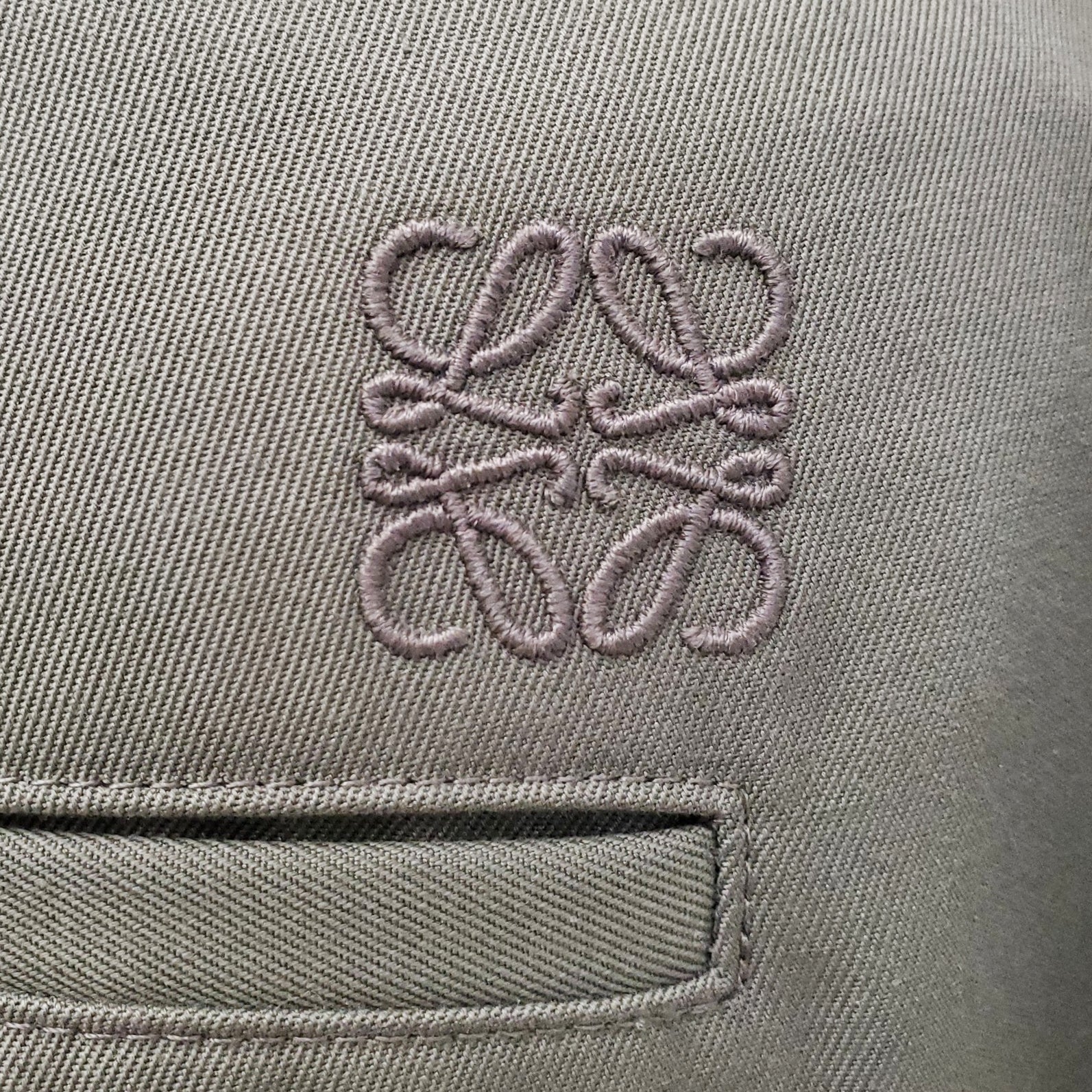LOEWE SAGE GREEN COTTON TROUSERS WITH LOGO - SIZE 34