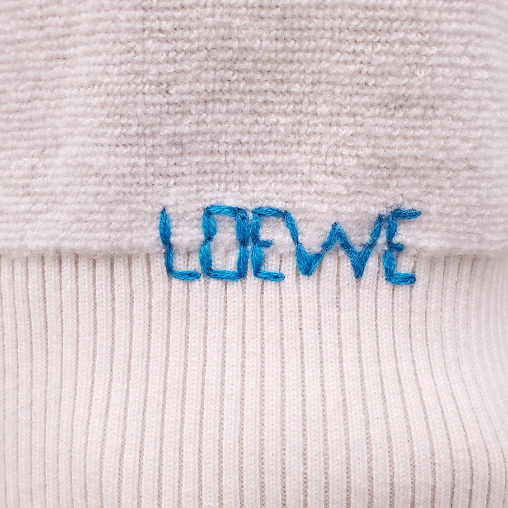 LOEWE WHITE LOGO EMBROIDERED CREWNECK WOOL SWEATER - SIZE XS