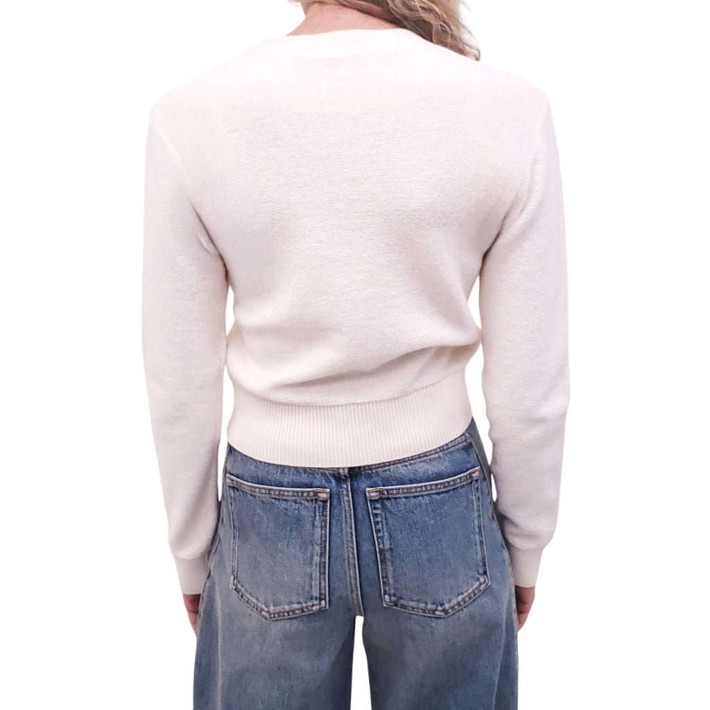 LOEWE WHITE LOGO EMBROIDERED CREWNECK WOOL SWEATER - SIZE XS
