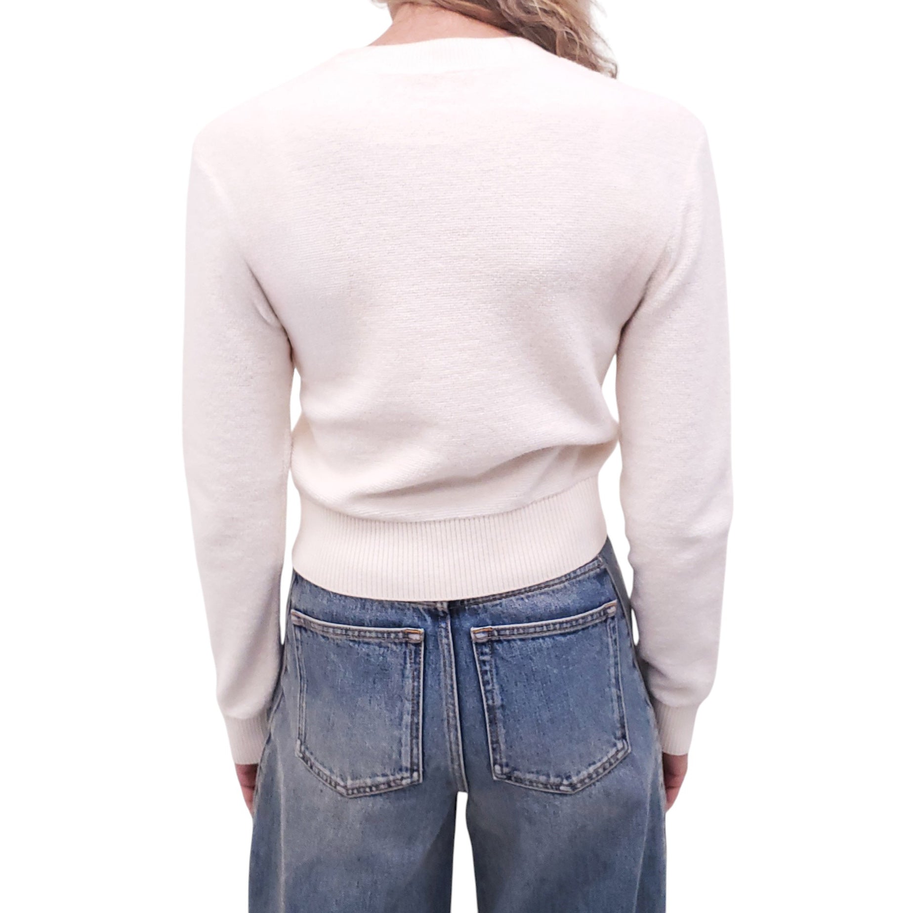 LOEWE WHITE LOGO EMBROIDERED CREWNECK WOOL SWEATER - SIZE XS