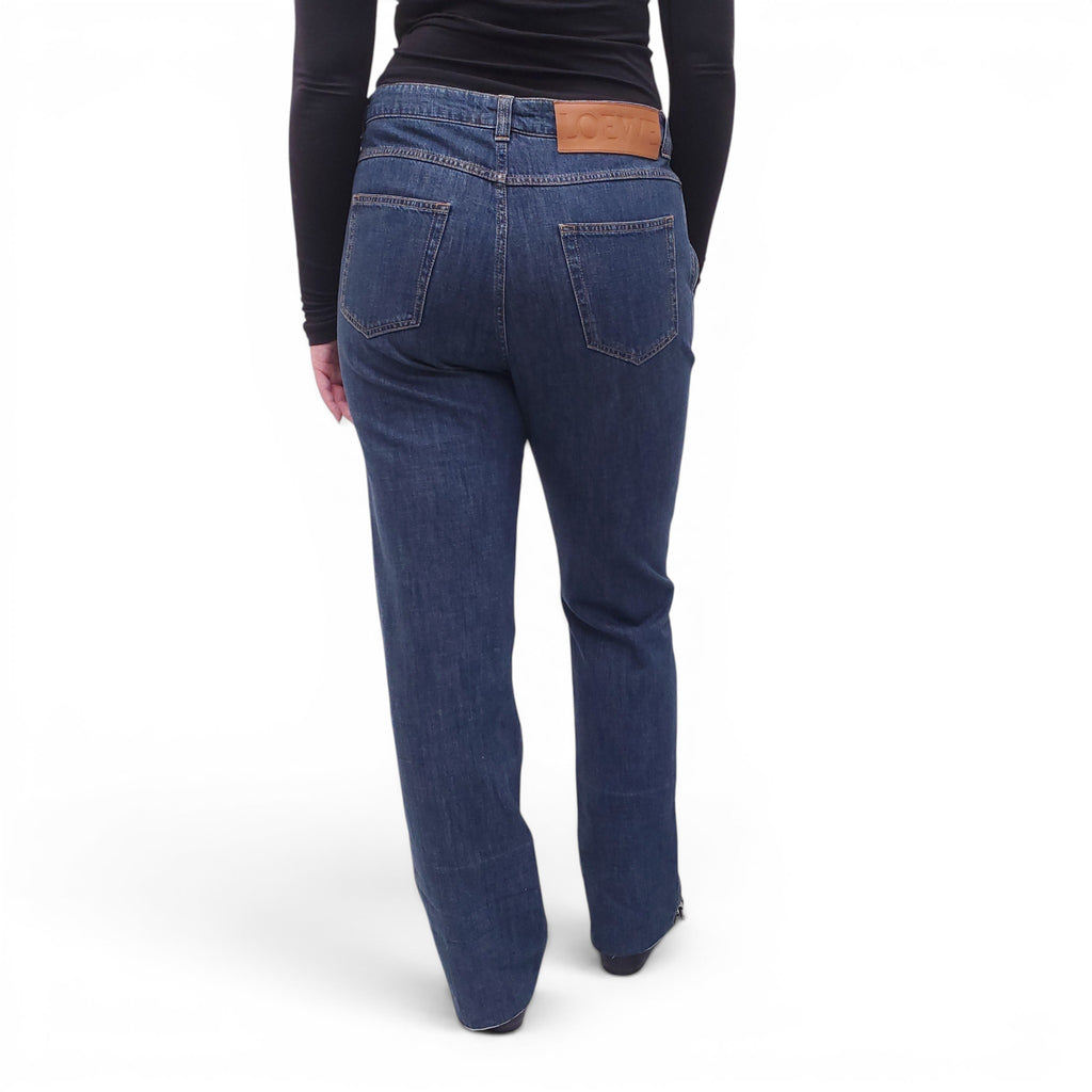 LOEWE WIDE-LEG DENIM JEANS WITH LOGO DETAIL - SIZE 44