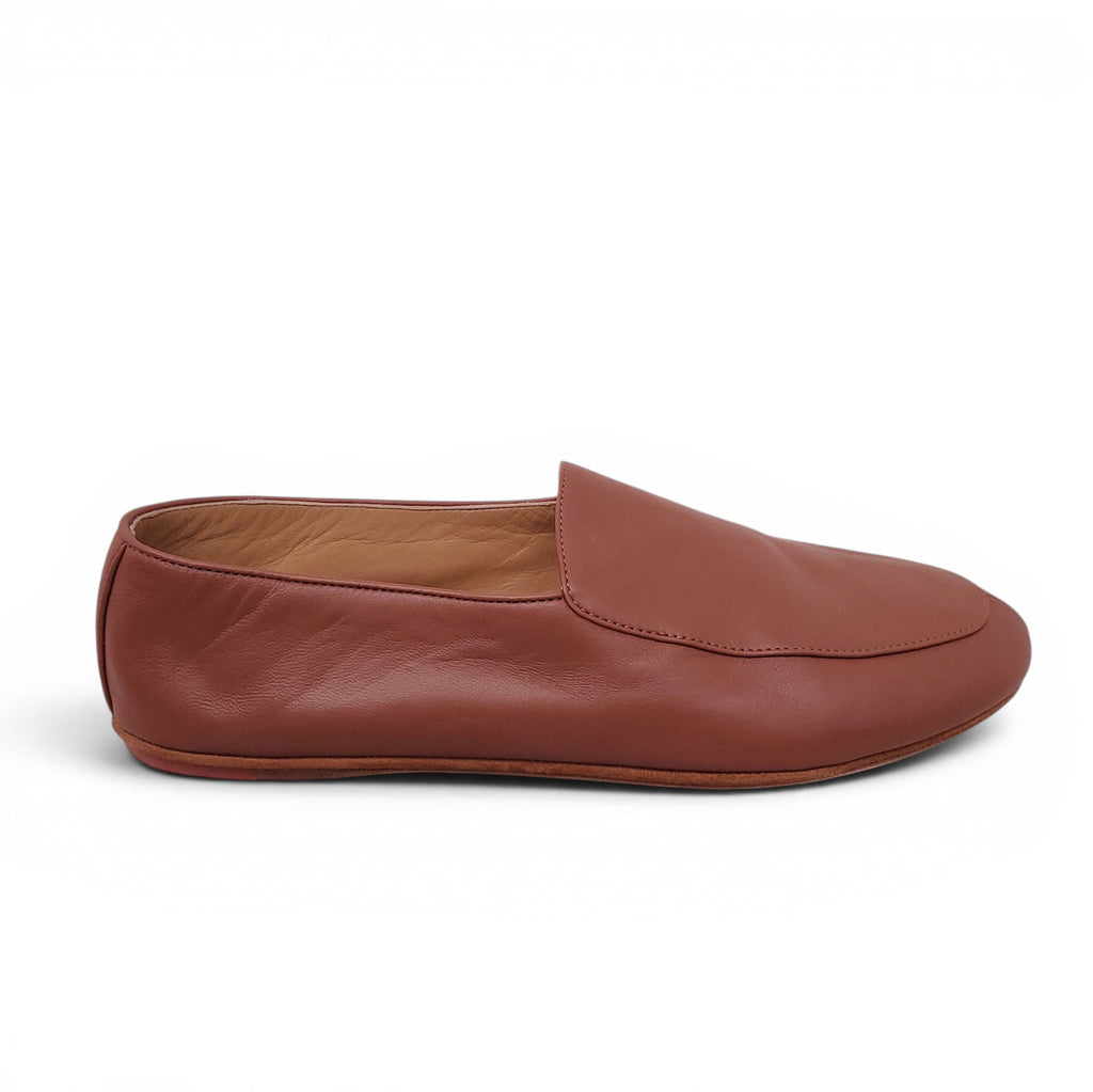 LORO PIANA BROWN LEATHER LOAFERS - SIZE 36