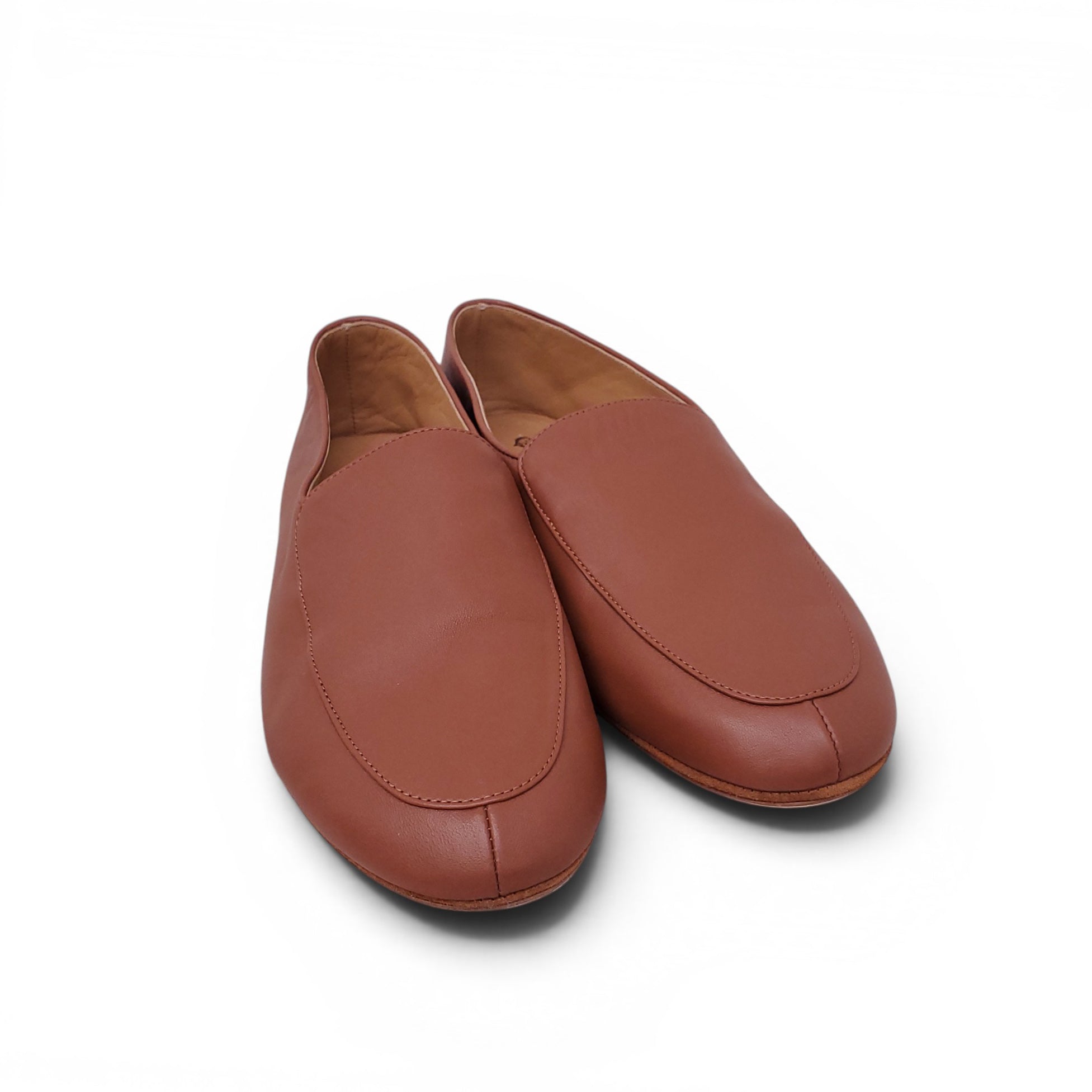 LORO PIANA BROWN LEATHER LOAFERS - SIZE 36