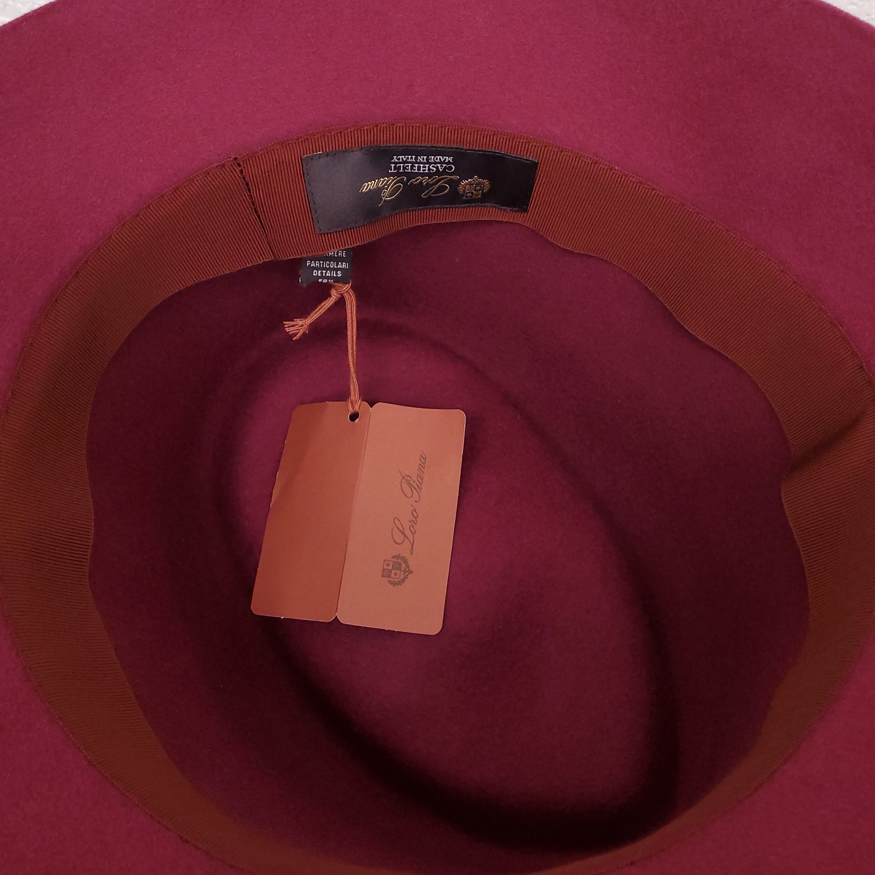 LORO PIANA BURGUNDY CASHMERE HAT - SIZE M
