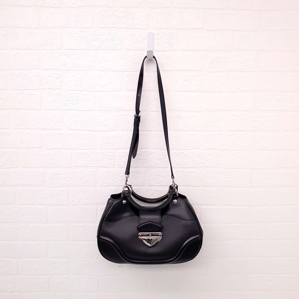 LOUIS VUITTON BLACK EPI LEATHER MONTAIGNE BAG