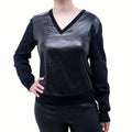LOUIS VUITTON BLACK PATENT SWEATER - SIZE XL