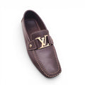 LOUIS VUITTON BROWN LEATHER LOGO LOAFERS - MEN'S SIZE 6 (WOMEN'S 8.5)