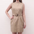 LOUIS VUITTON KHAKI LOGO DRESS WITH BELT - SIZE 40