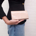 LOUIS VUITTON PALE PINK PATENT MONOGRAM WALLET ON CHAIN