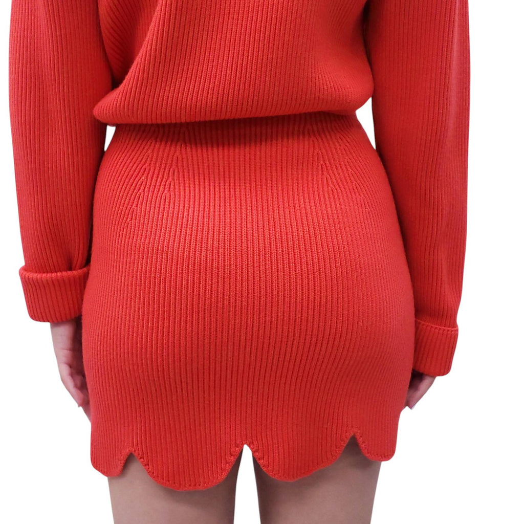 LOUIS VUITTON RED 2-PIECE KNIT SET WITH LOGO PATCH DETAIL - SIZE S
