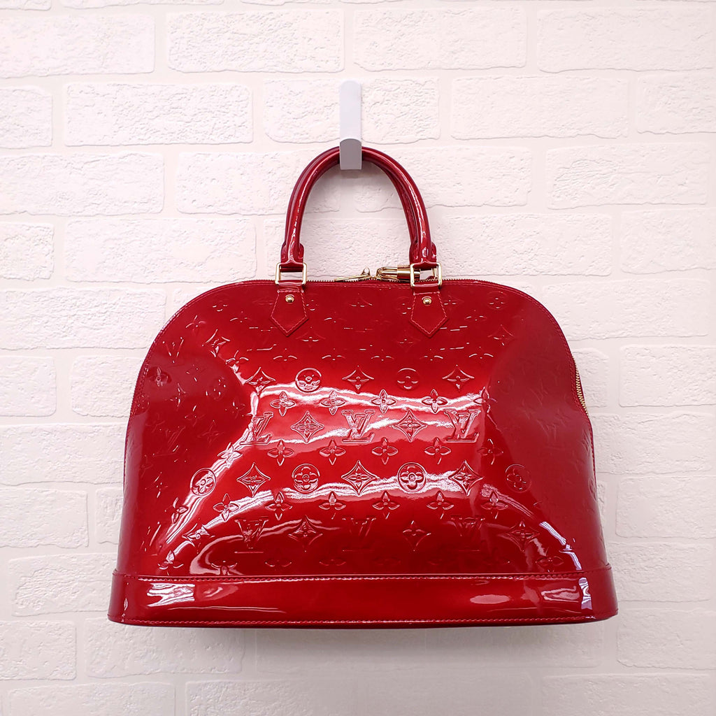 LOUIS VUITTON RED PATENT MONOGRAM 'LARGE ALMA' BAG