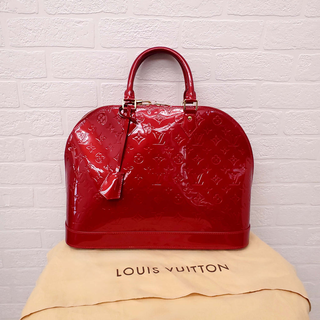 LOUIS VUITTON RED PATENT MONOGRAM 'LARGE ALMA' BAG