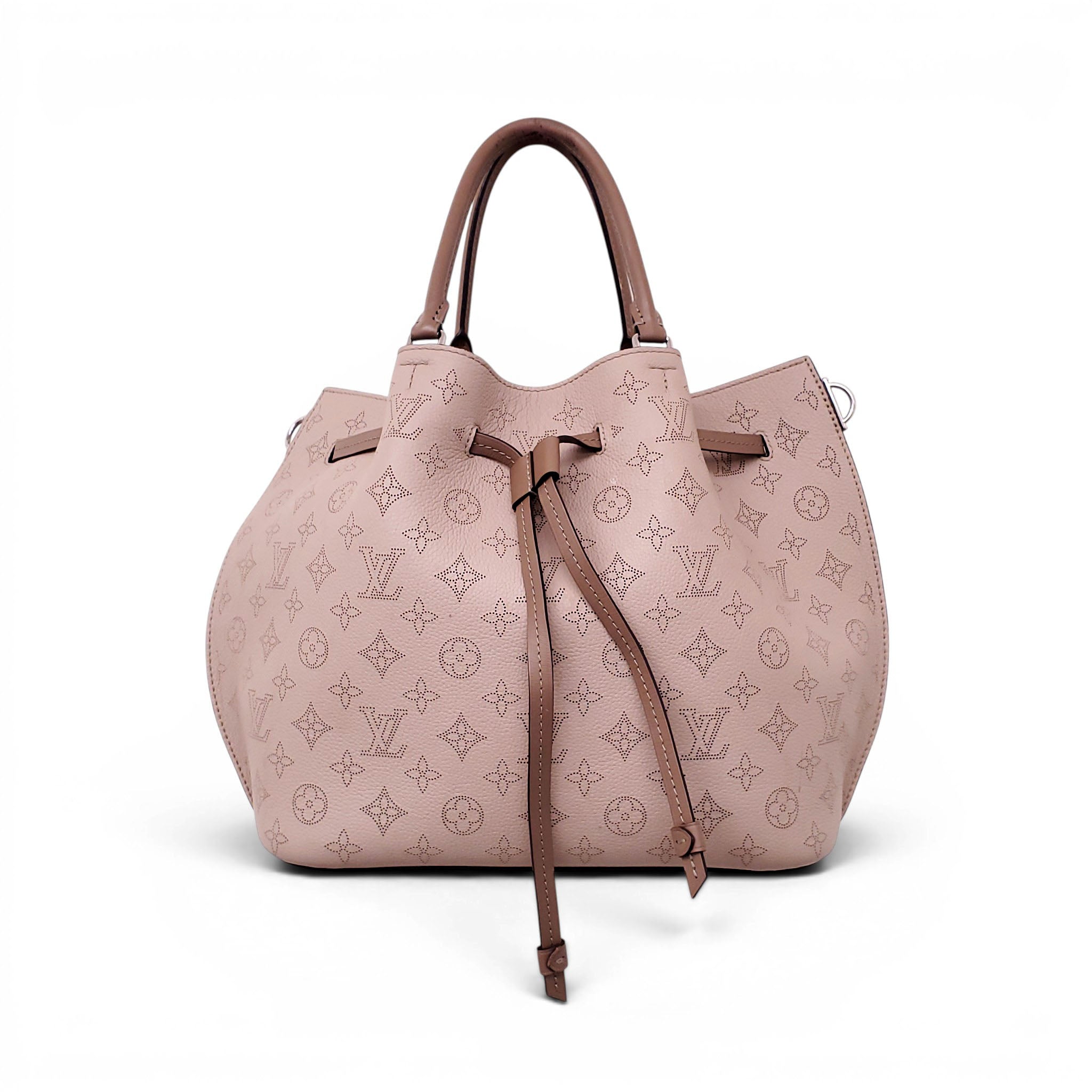 LOUIS VUITTON TAUPE MONOGRAM MAHINA GIROLATA WITH STRAP AND POUCH