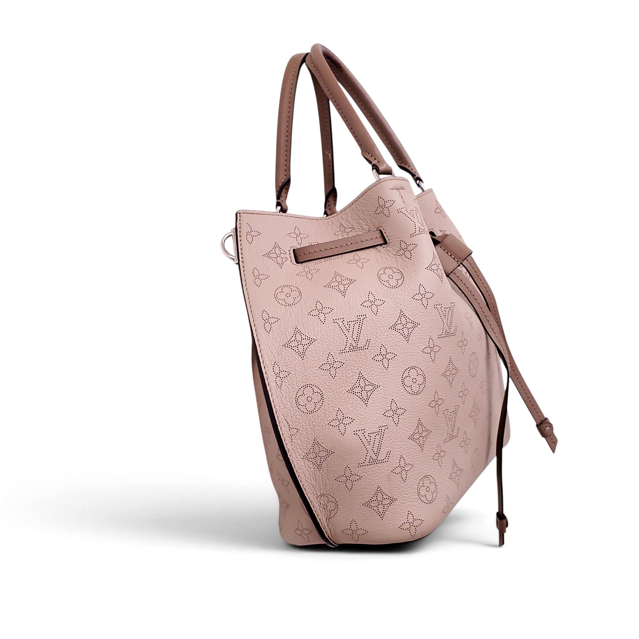 LOUIS VUITTON TAUPE MONOGRAM MAHINA GIROLATA WITH STRAP AND POUCH