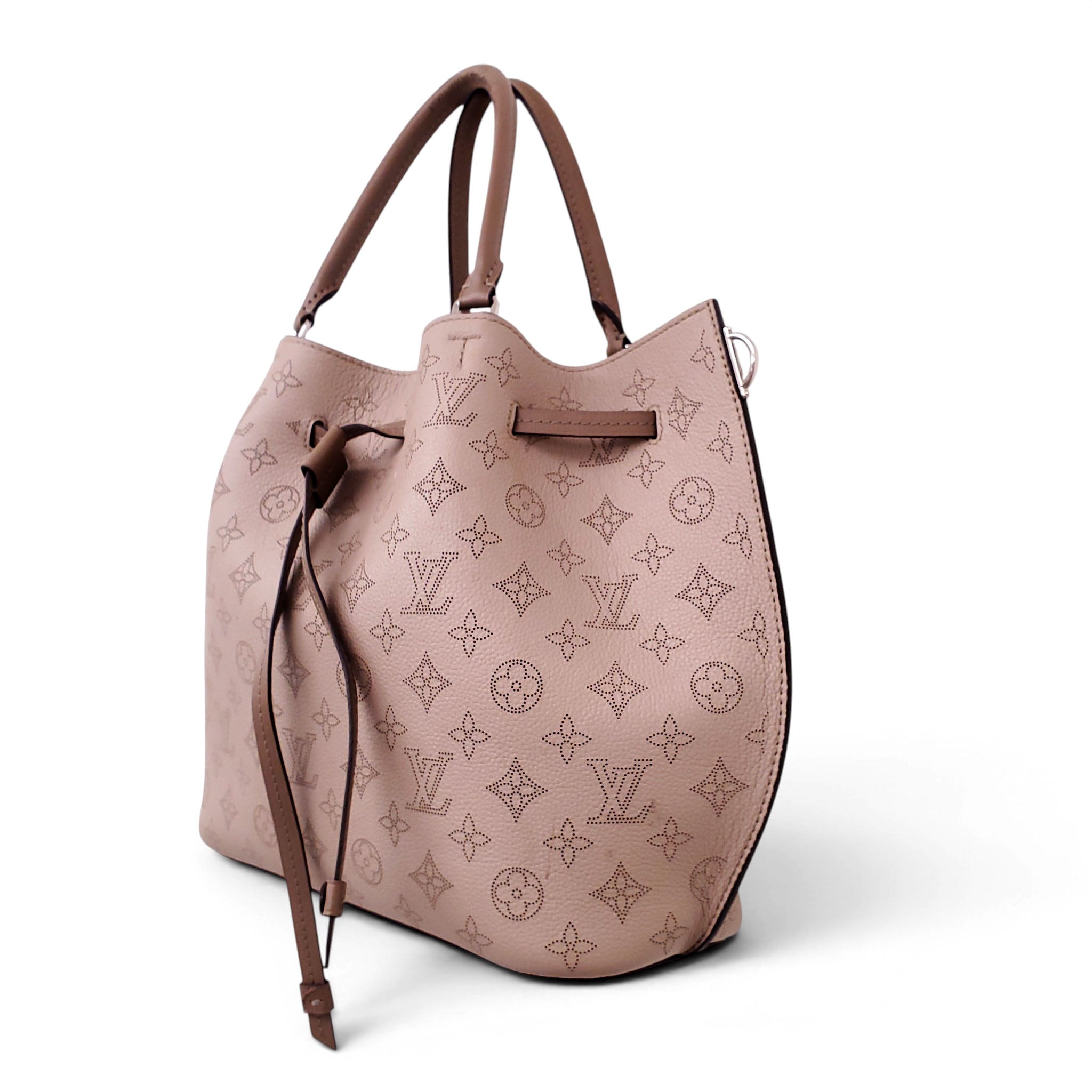 LOUIS VUITTON TAUPE MONOGRAM MAHINA GIROLATA WITH STRAP AND POUCH