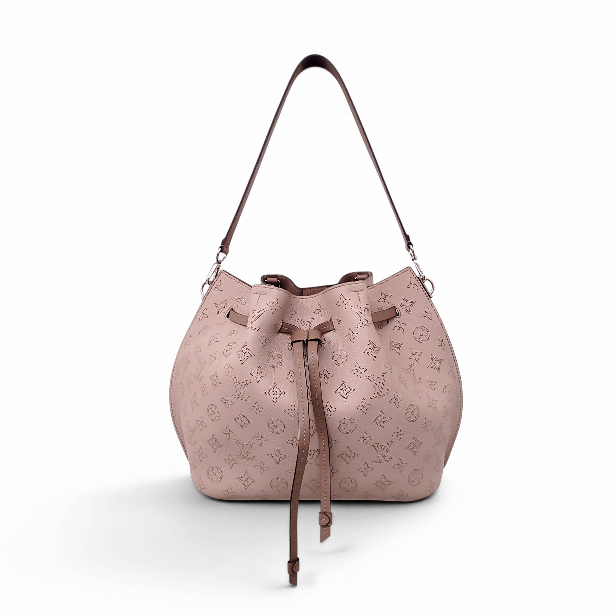 LOUIS VUITTON TAUPE MONOGRAM MAHINA GIROLATA WITH STRAP AND POUCH