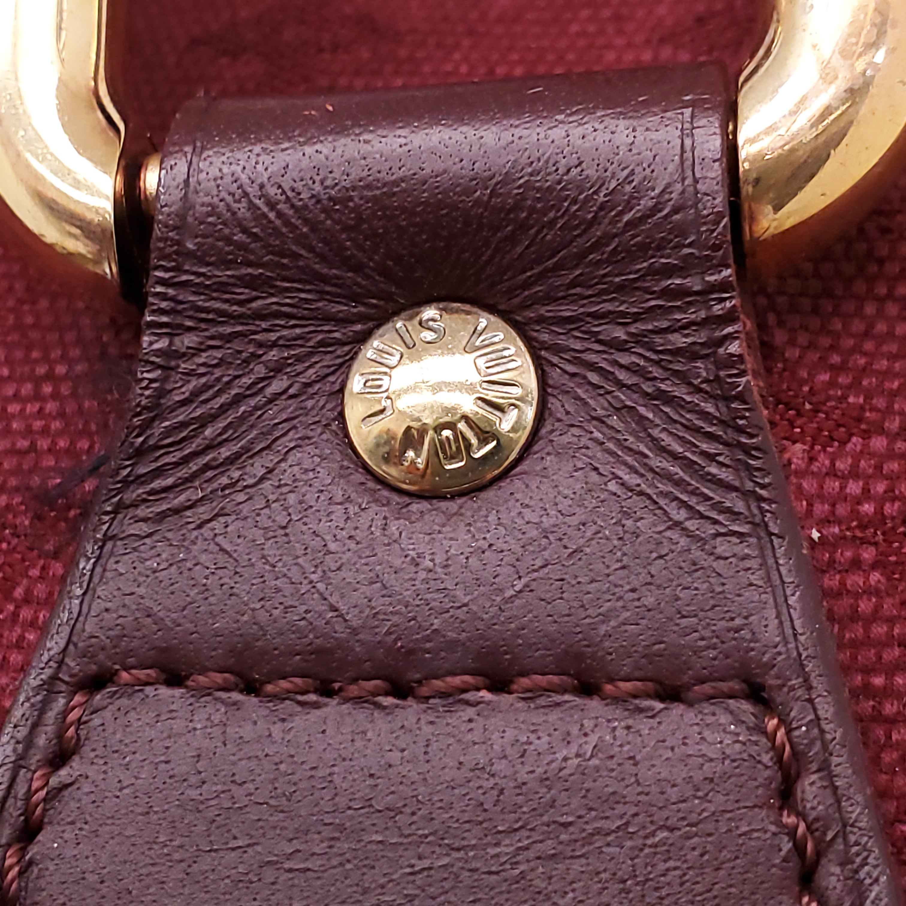 LOUIS VUITTON VINTAGE BURGUNDY MONOGRAM 'ALMA' BAG