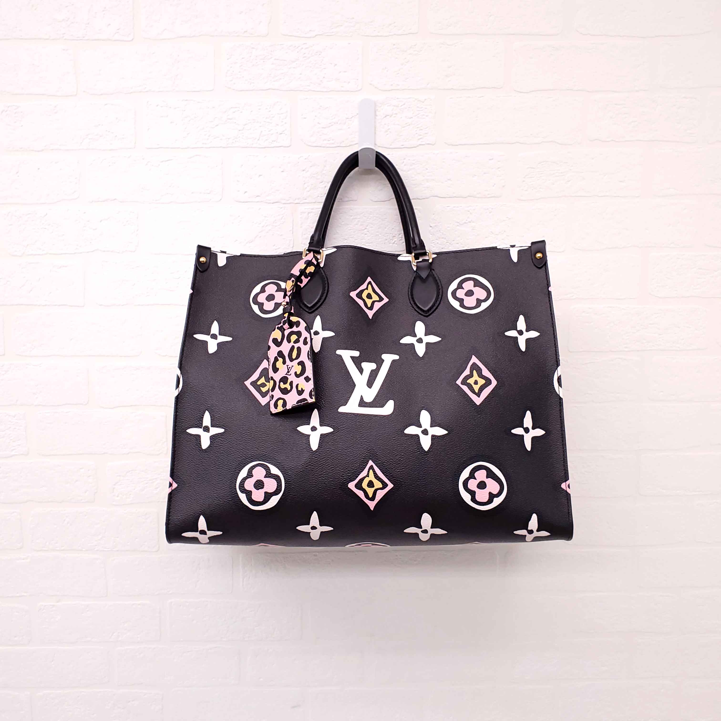 LOUIS VUITTON 'ONTHEGO' GM BLACK/BEIGE TOTE BAG