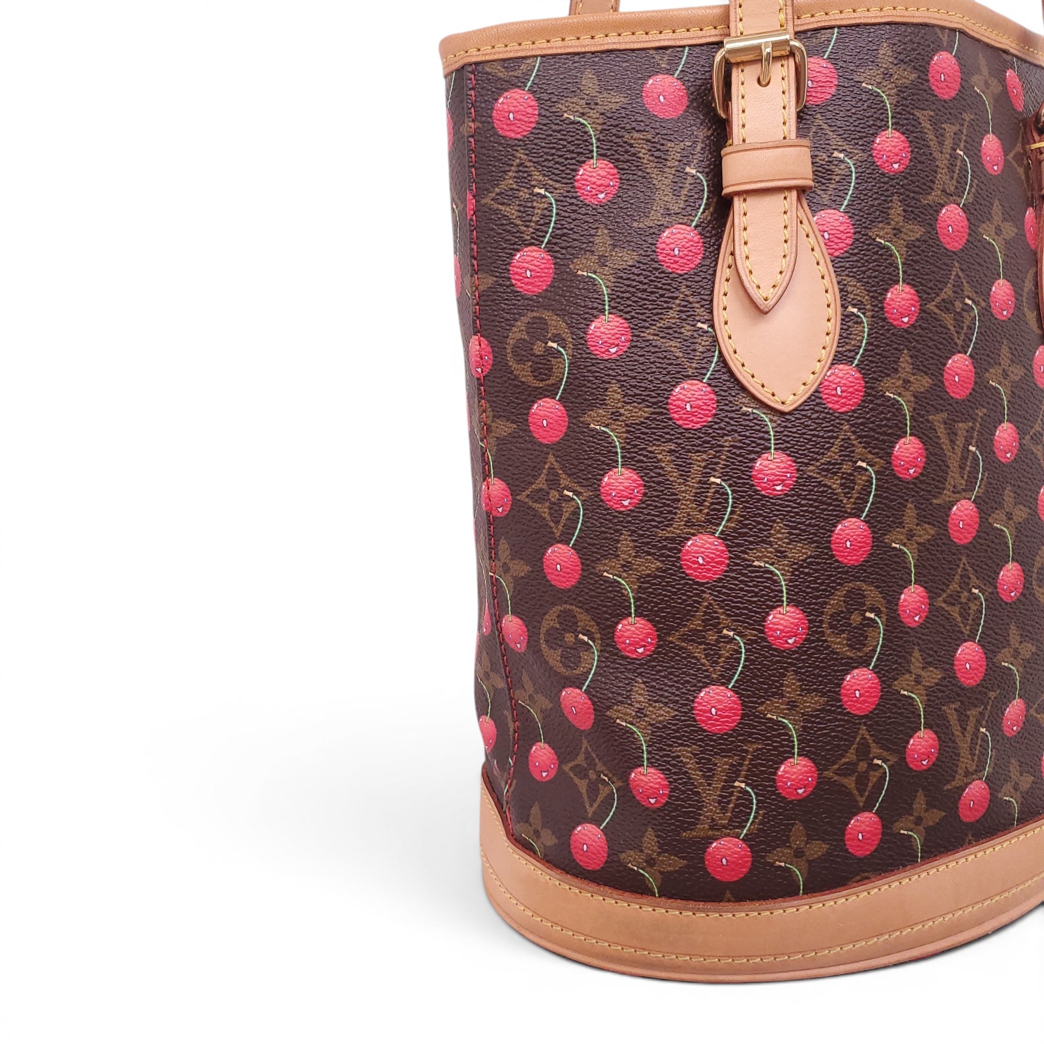 LOUIS VUITTON x TAKASHI MURAKAMI MONOGRAM CHERRY BUCKET BAG