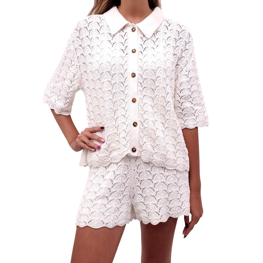 LOU LOU STUDIO CROCHET KNIT SHORT SET - SIZE M