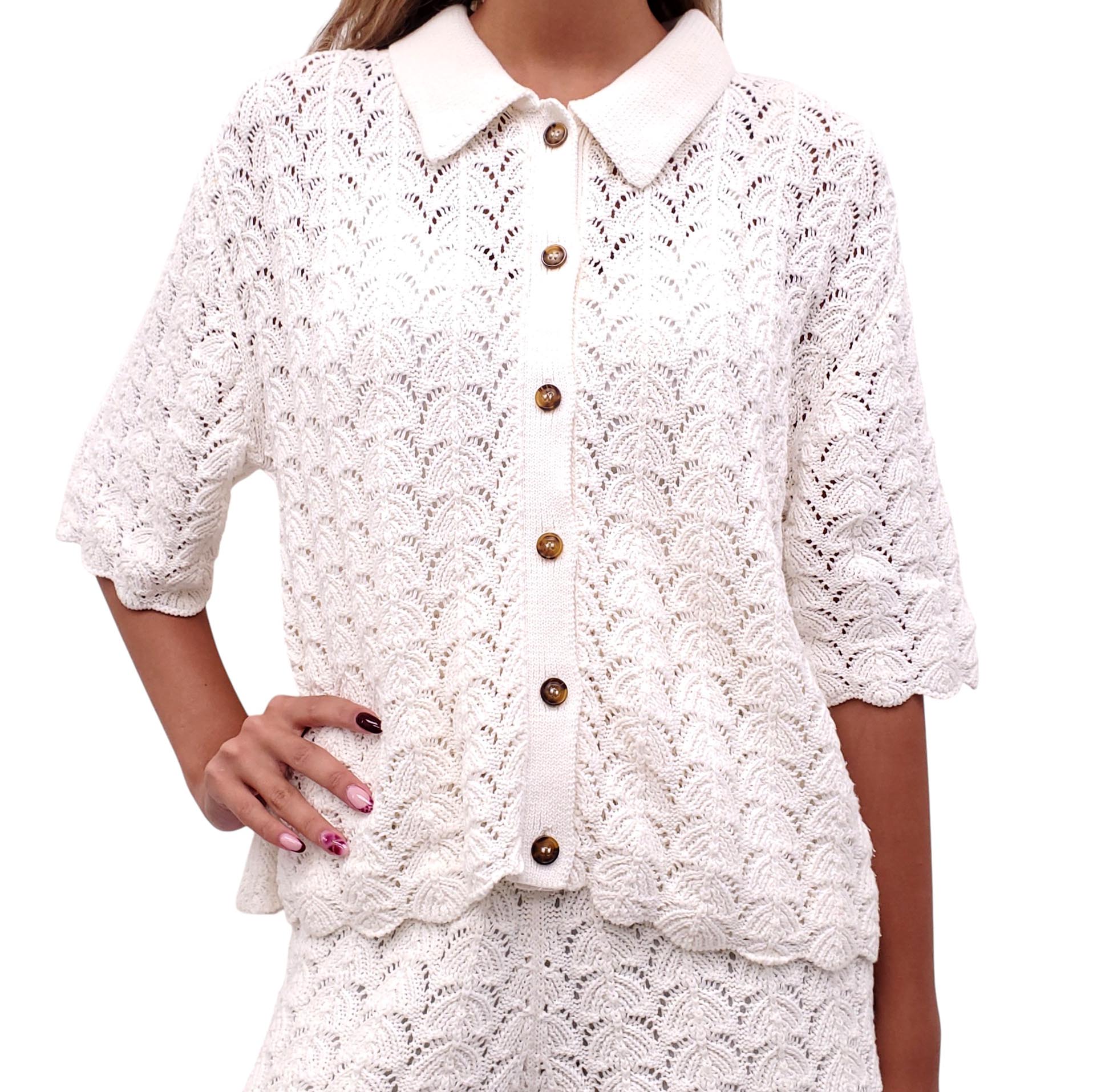 LOU LOU STUDIO CROCHET KNIT SHORT SET - SIZE M