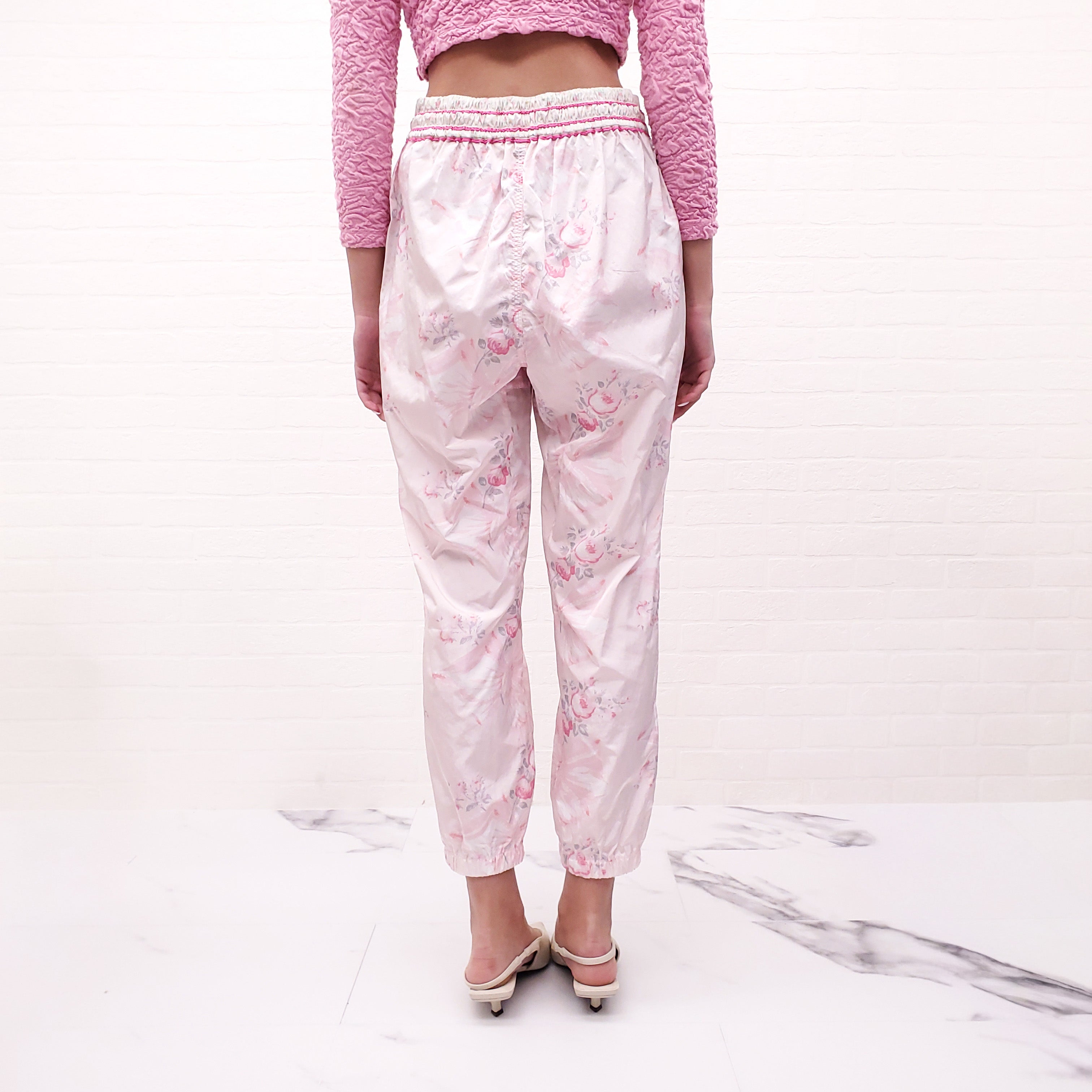 LOVE SHACK FANCY PINK FLORAL CARGO PANTS - SIZE L